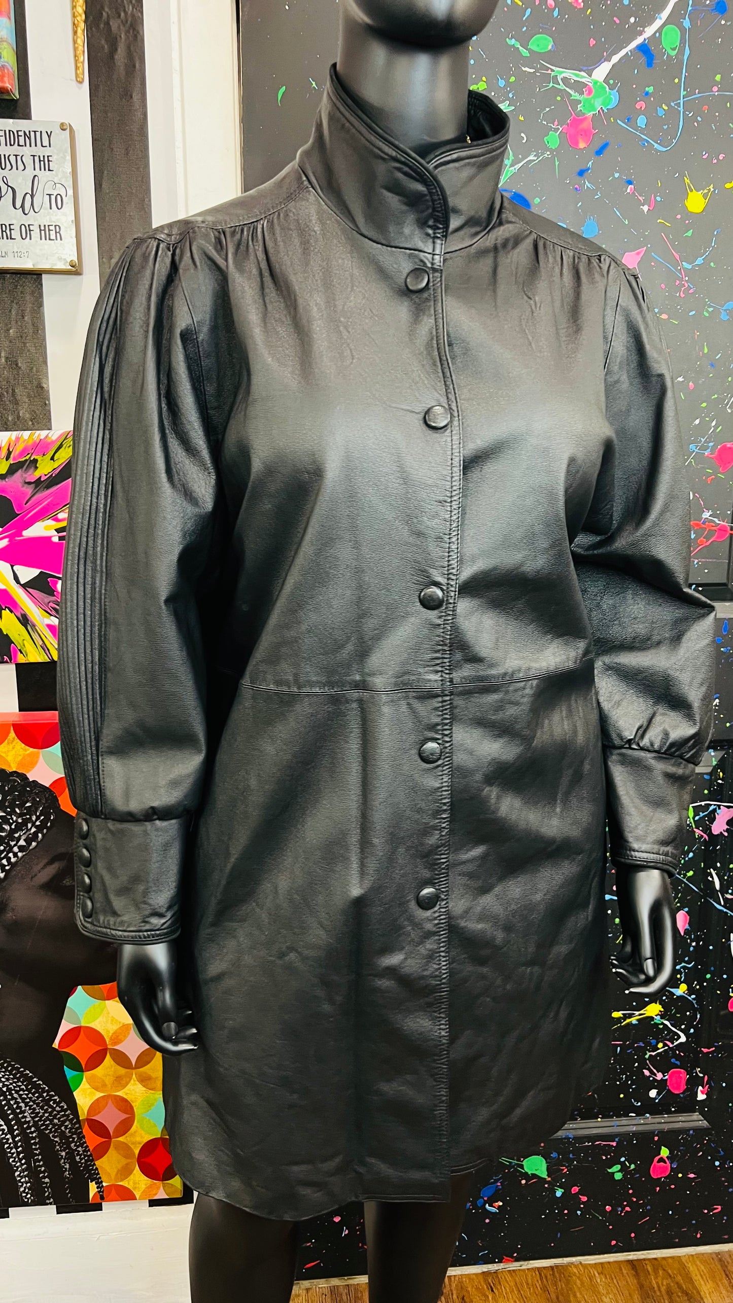 Vintage Genuine Leather Swing Coat (24)