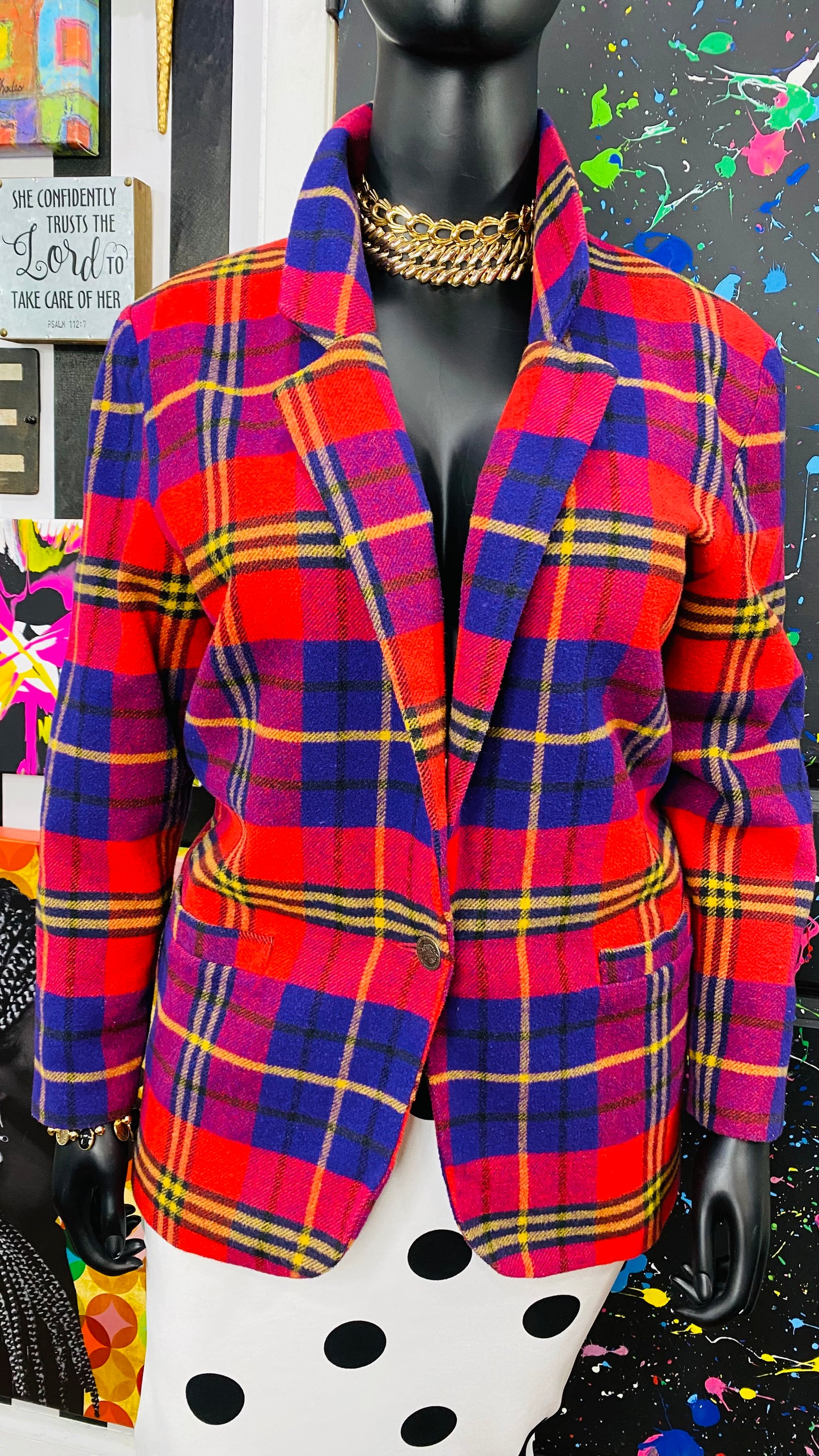 Vintage Plaid Wool (lined) Blazer (16)