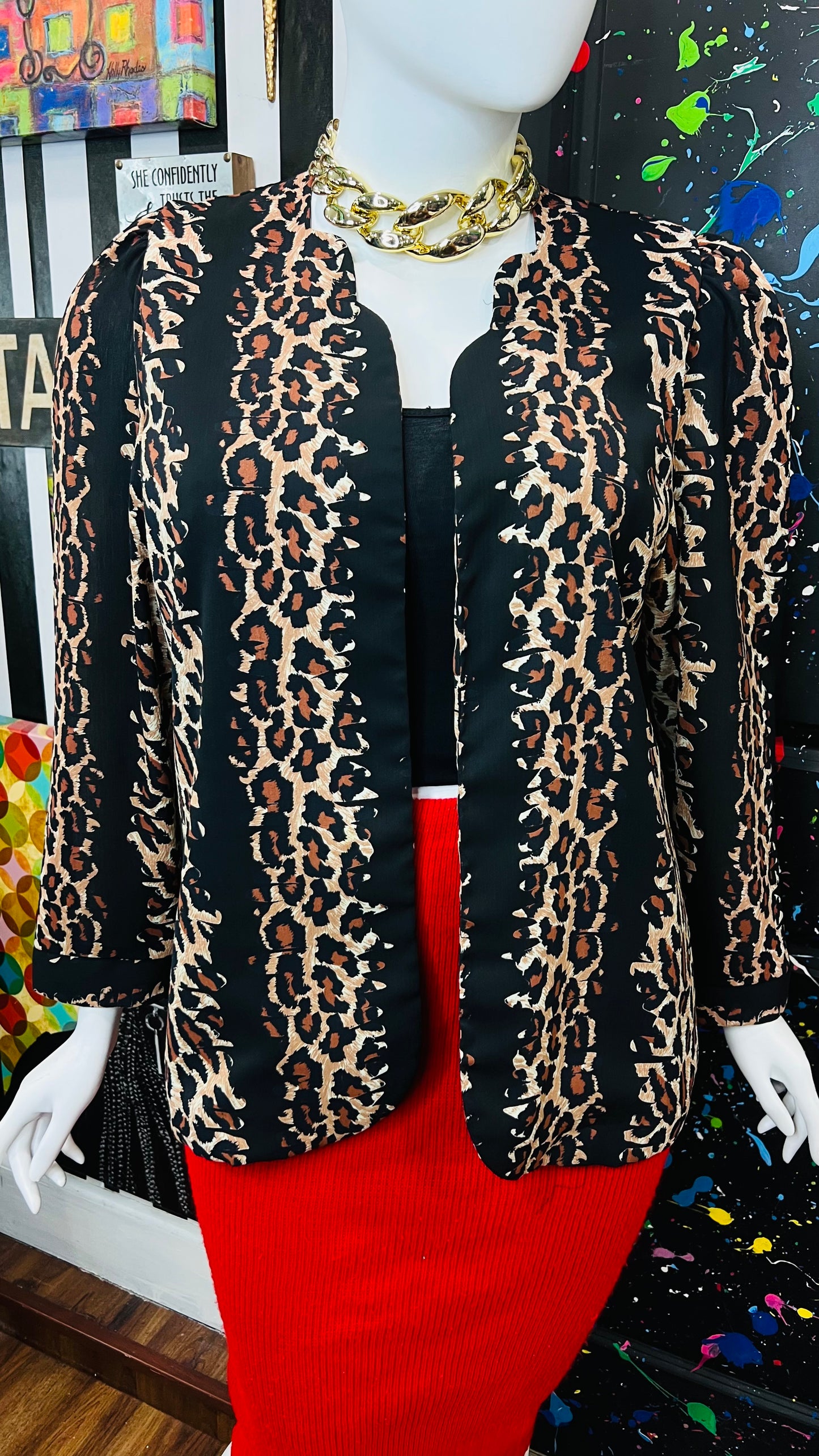 Vintage Animal Print Open Duster (18W)