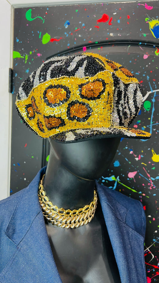 Vintage Sequin Animal Print Hat