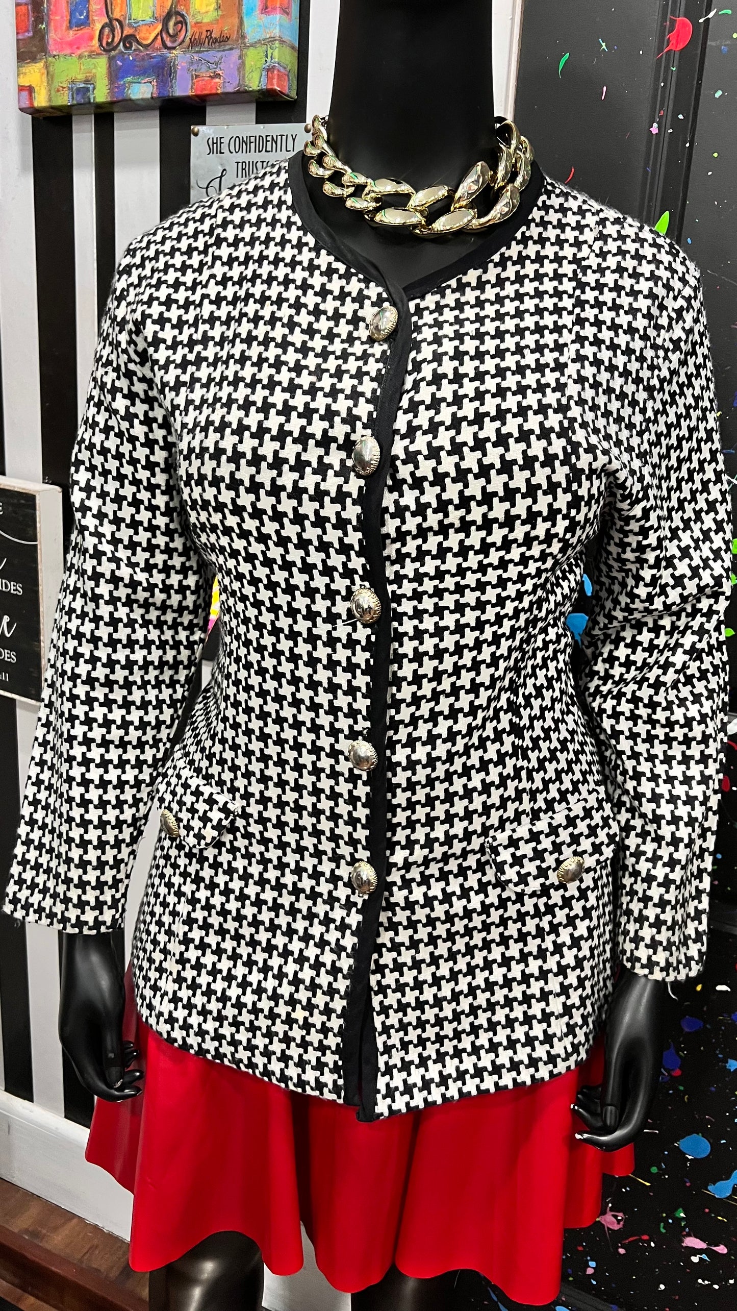 Vintage Rayon Black & White Blazer (14)
