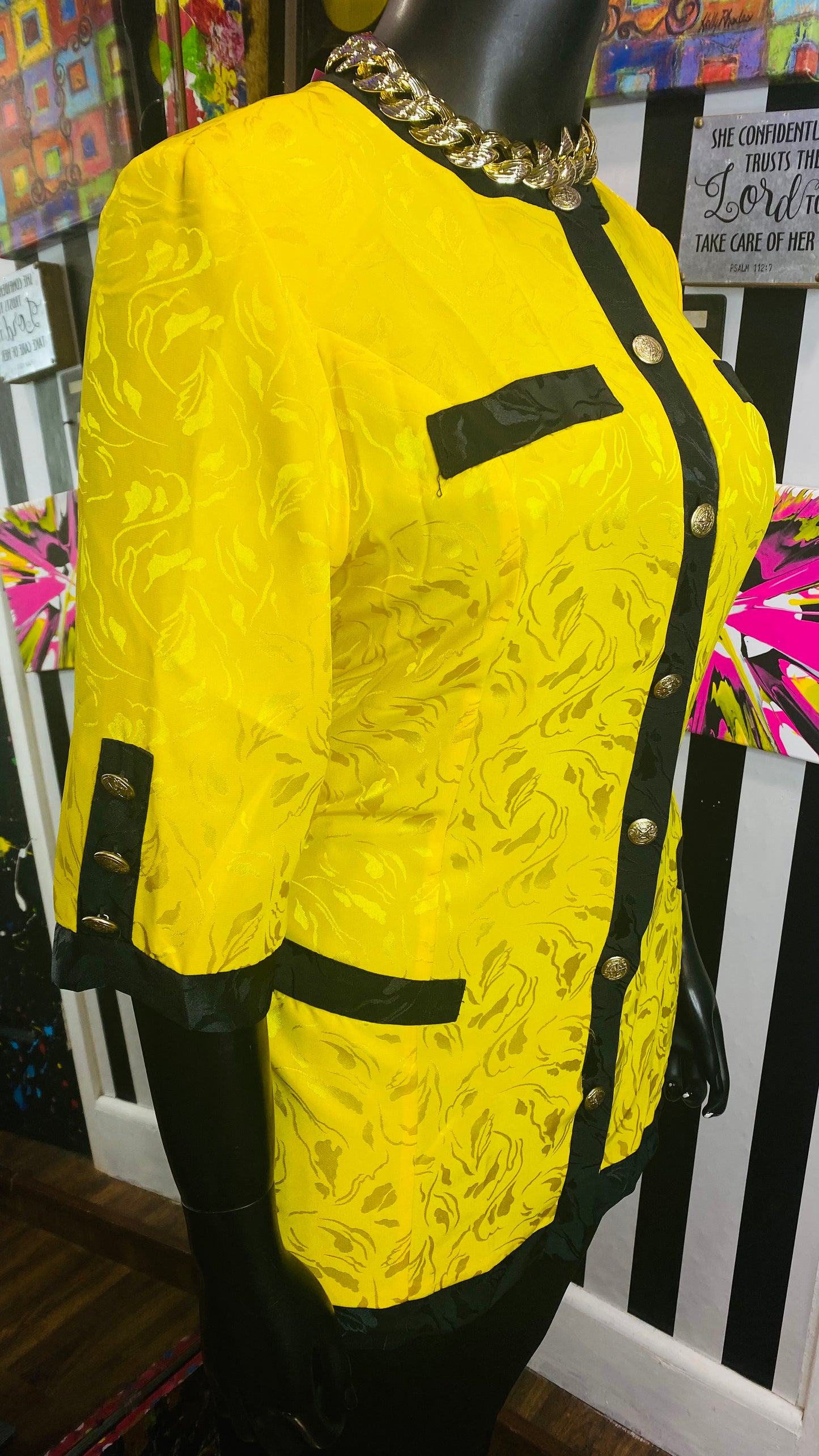 Vintage Yellow & Black Blouse (16)
