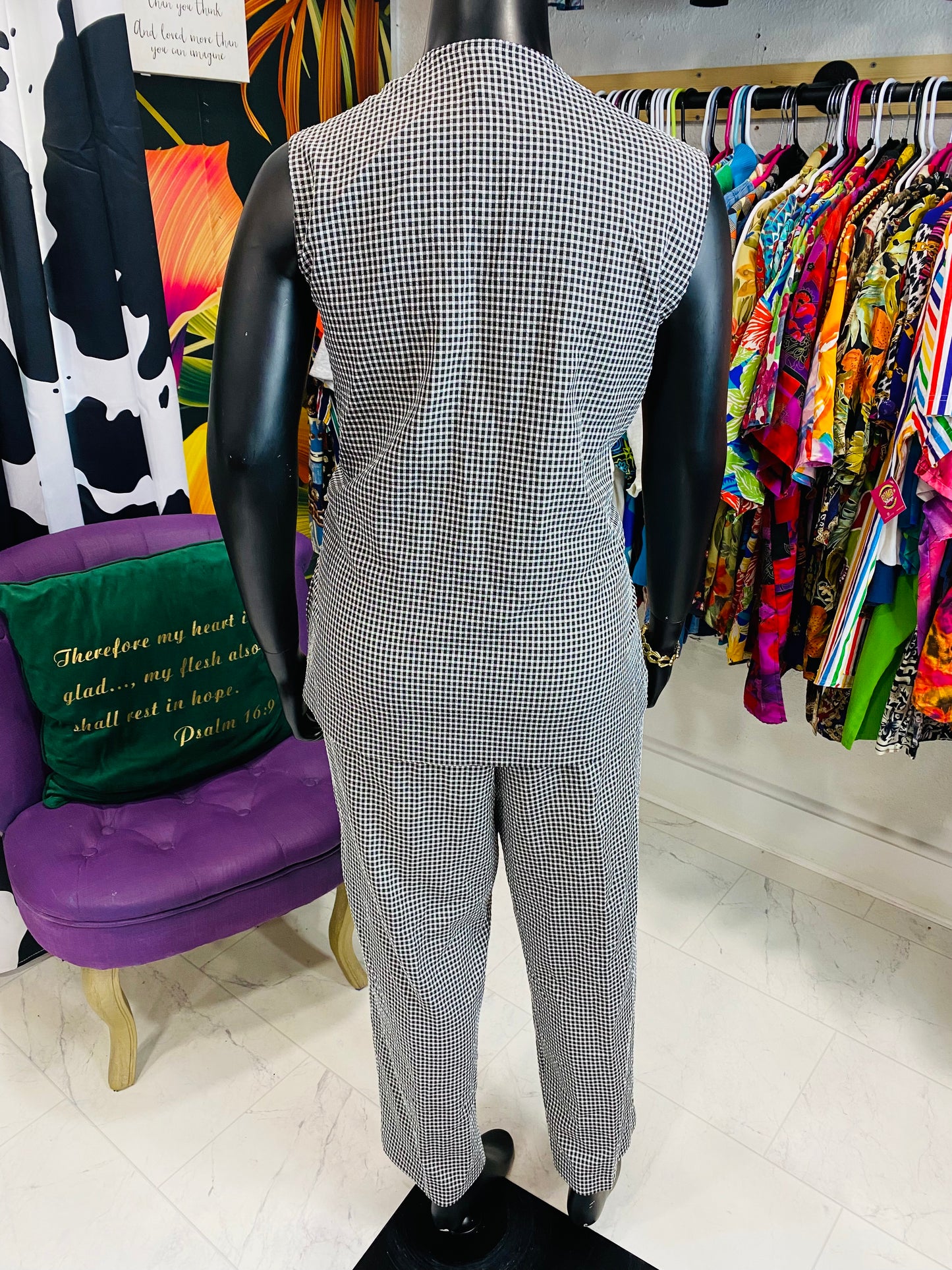 Vintage B&W Sleeveless Pants Set