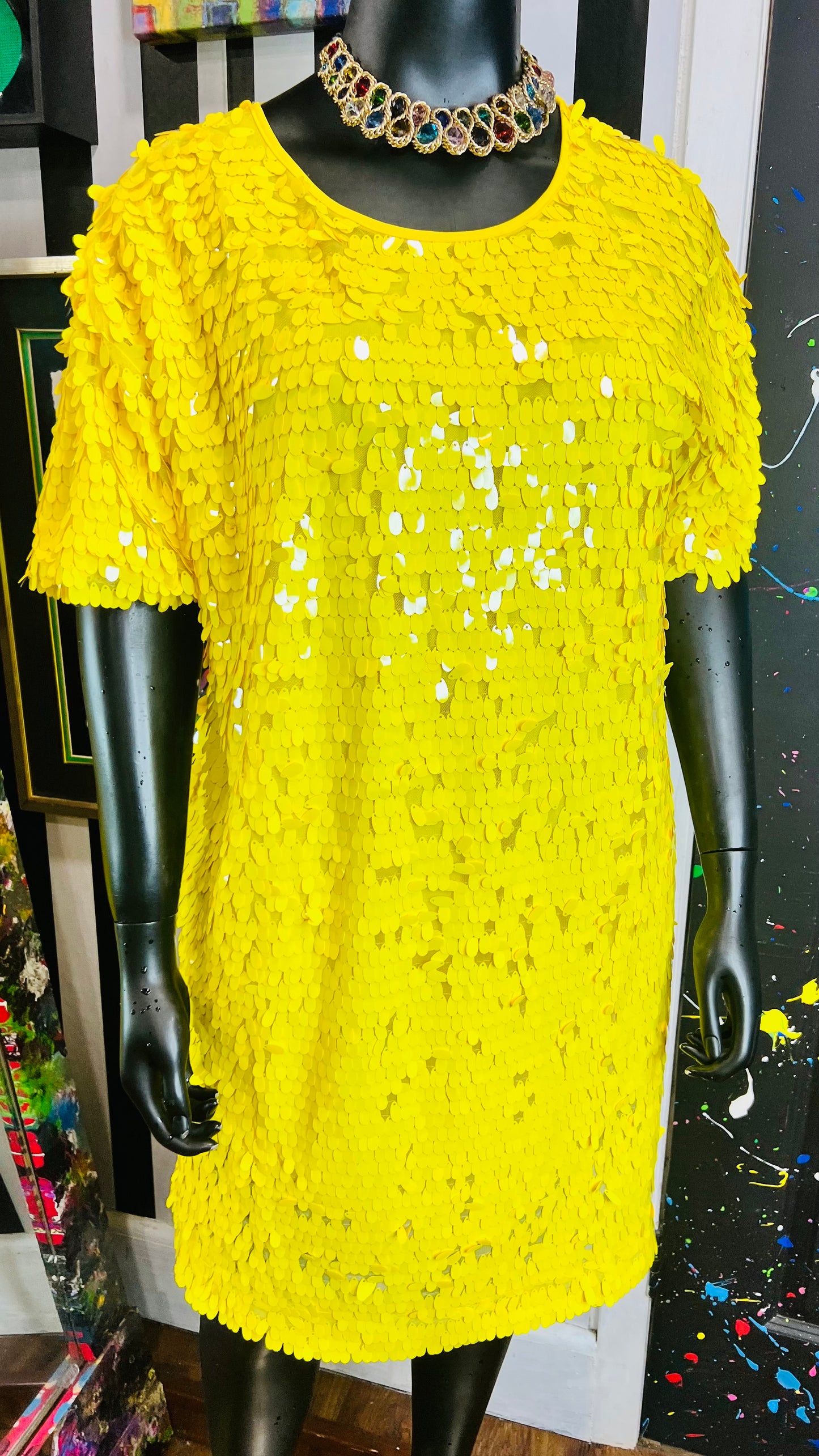 Eloquii Yellow Sequin Dress (20)