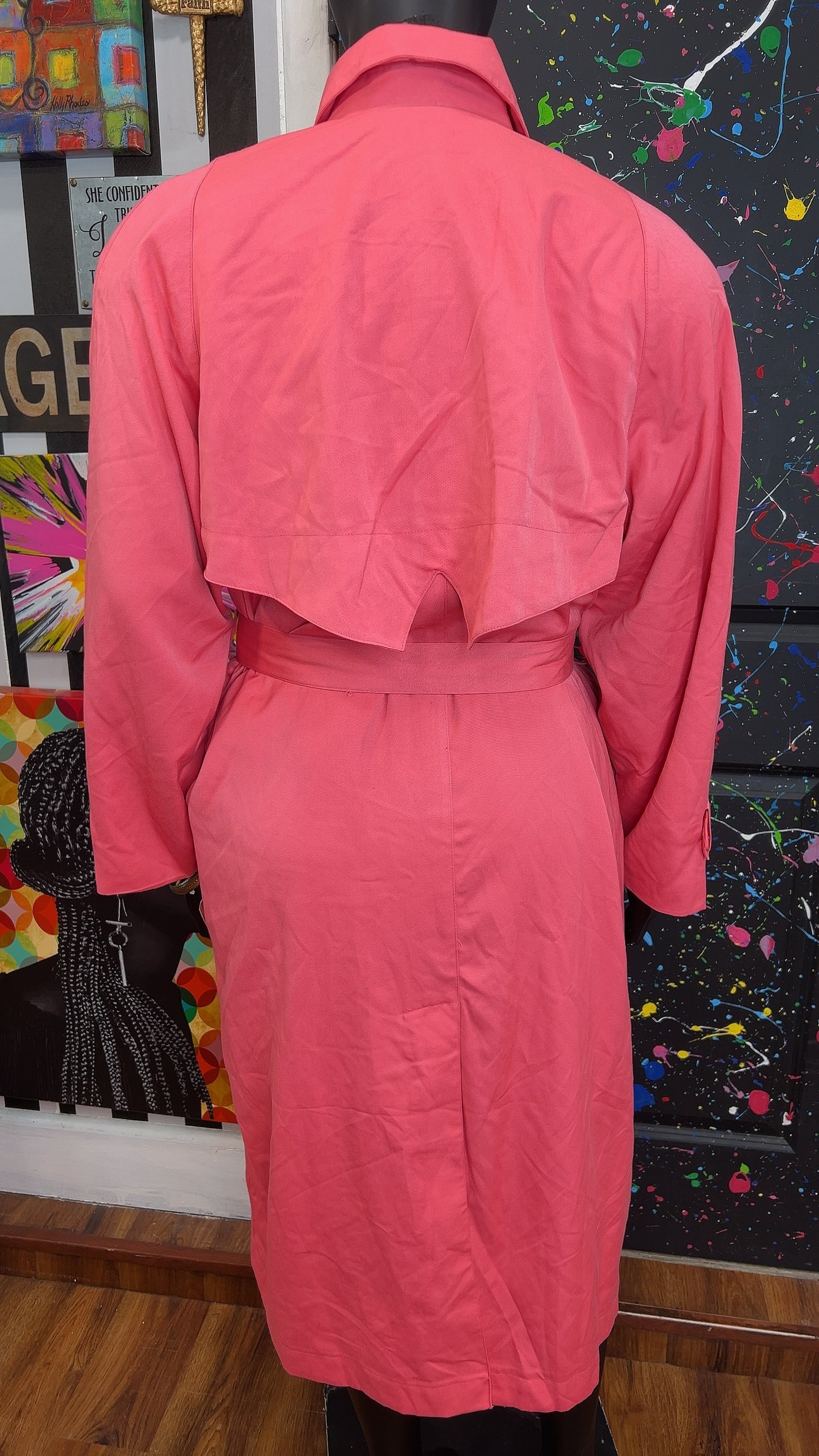 Vintage Deadstock Pink Trench Coat (14-18)