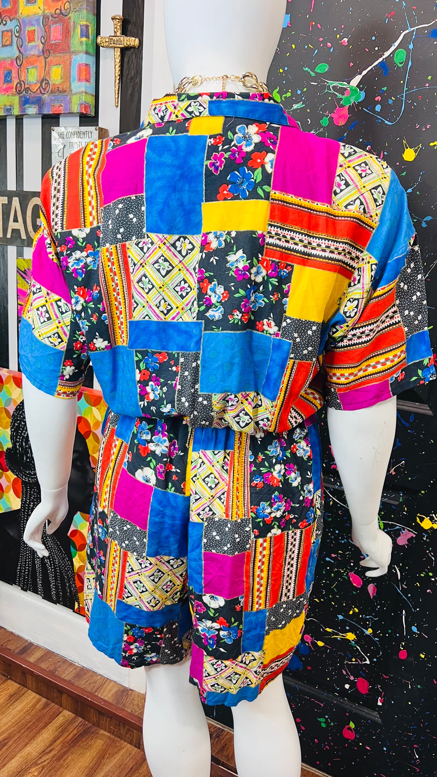 Vintage Patchwork Rayon Romper (16/18)