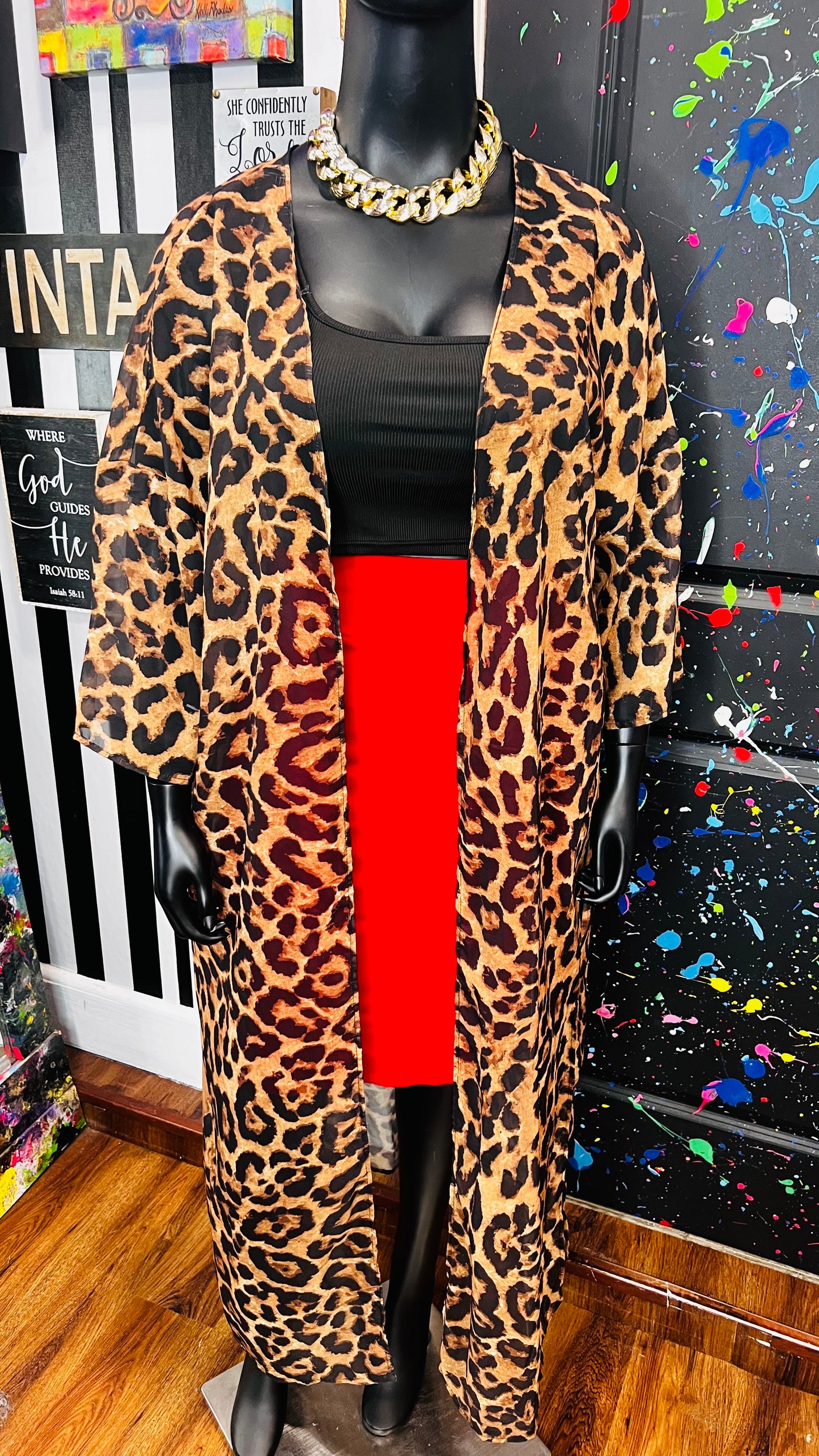 Semi Sheer Animal Print Duster (OS)