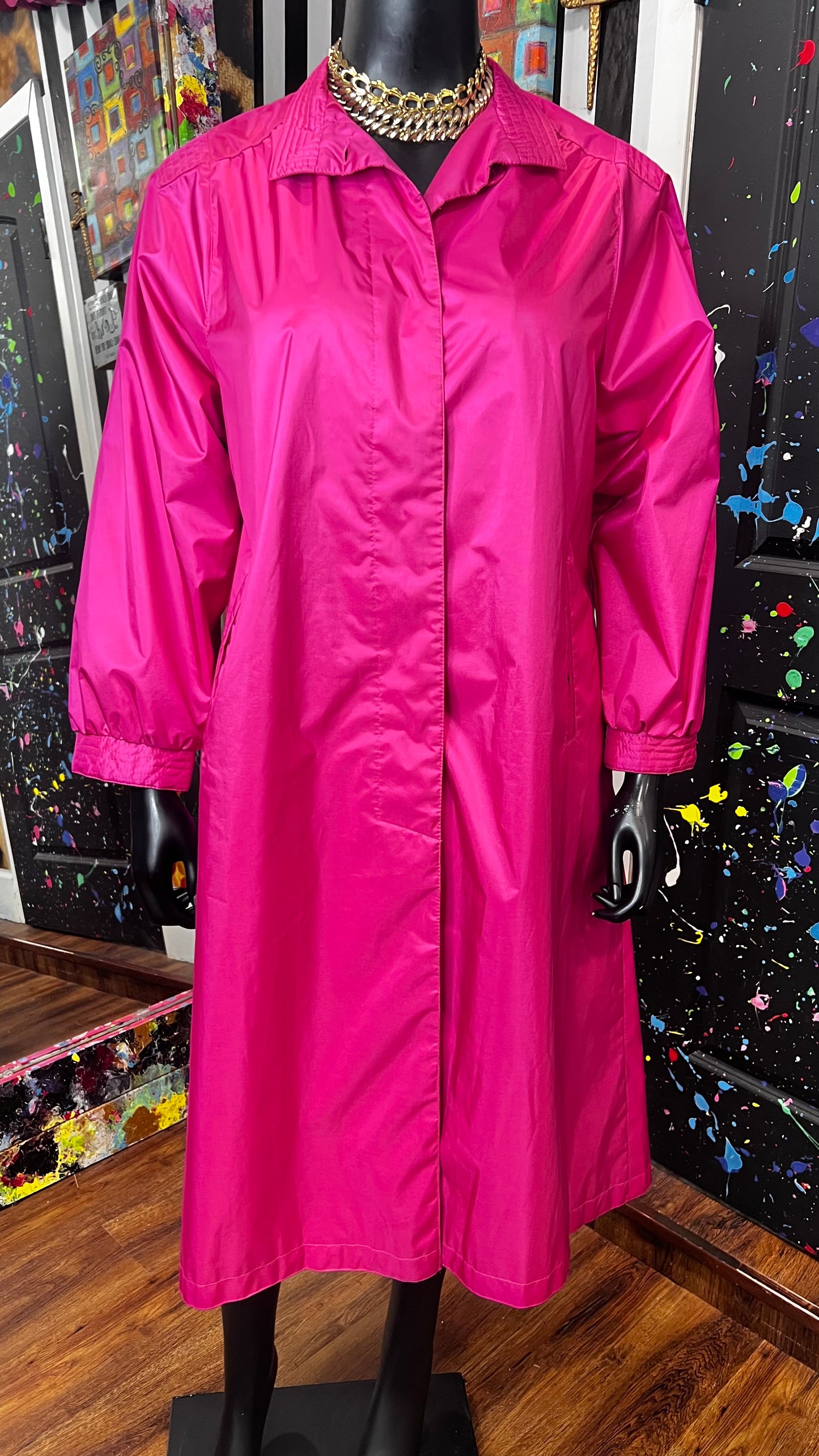 Vintage Fushia Pink Trench Coat (12/14)