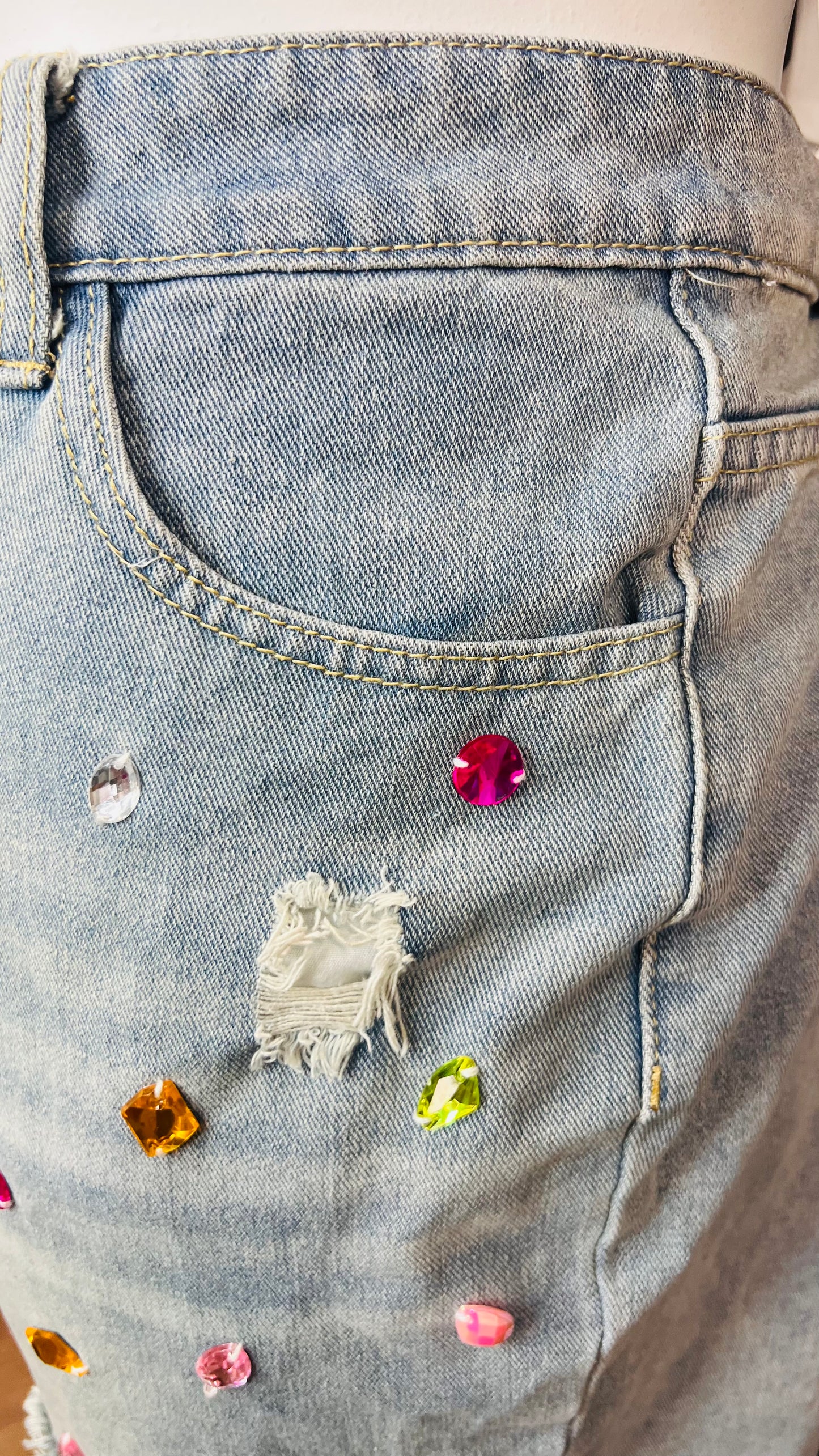 Denim Rhinestone Shorts- New w/Tags (22)