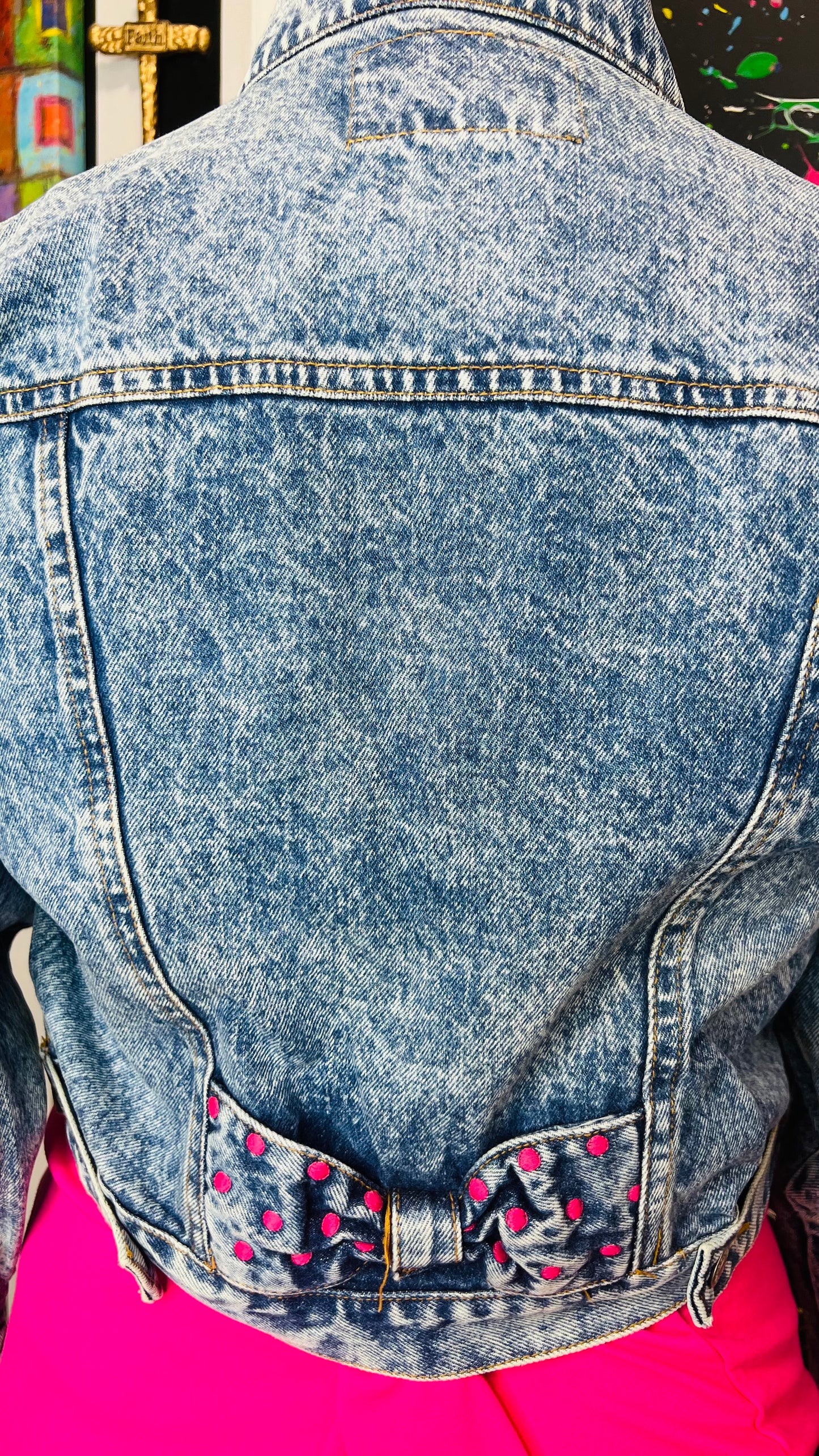 Vintage Polka Dot Bow Denim Jacket (12)