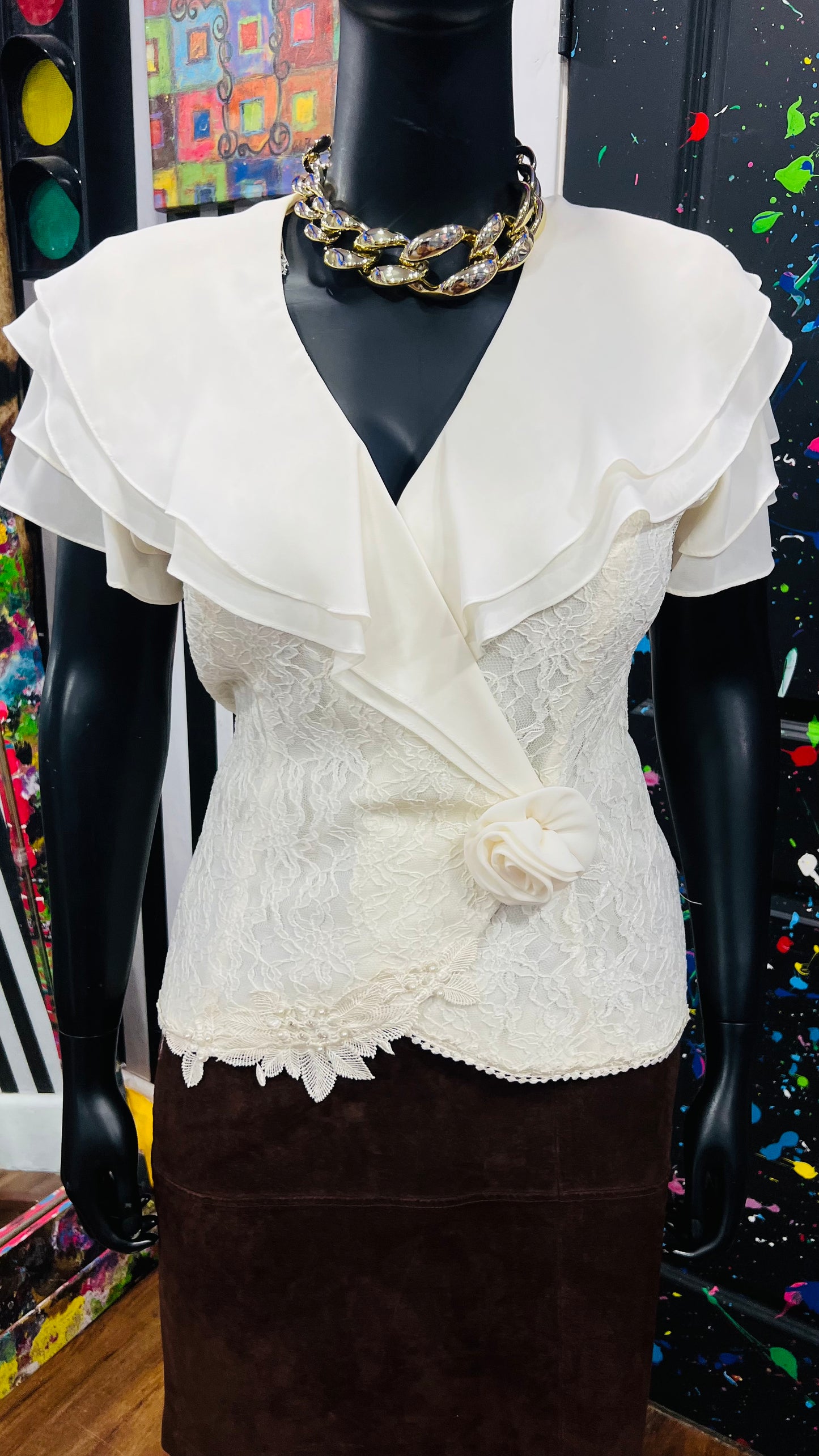 Vintage Crème Lace Blouse (14)