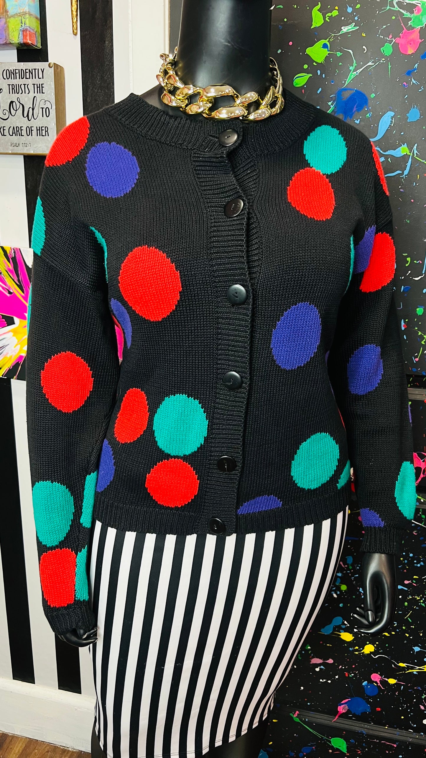Vintage Knit Polka Dot Cardigan (16/18)