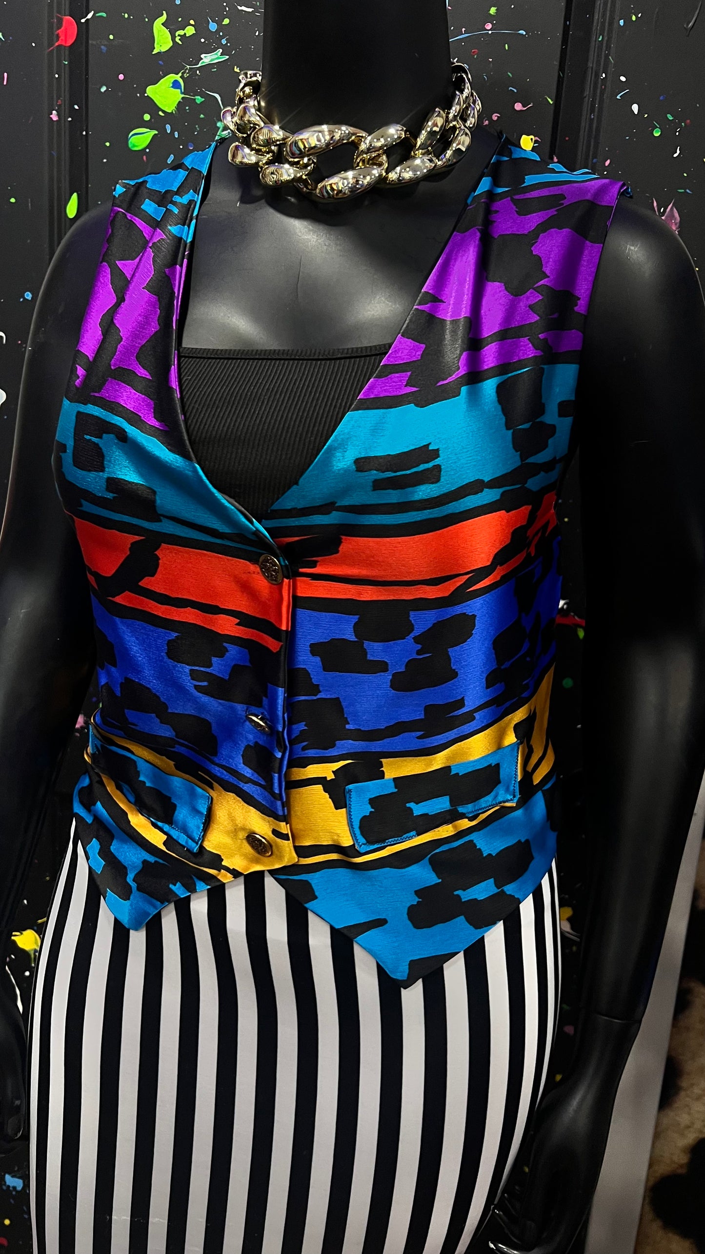 Vintage Abstract Polyester Vest (12/14)