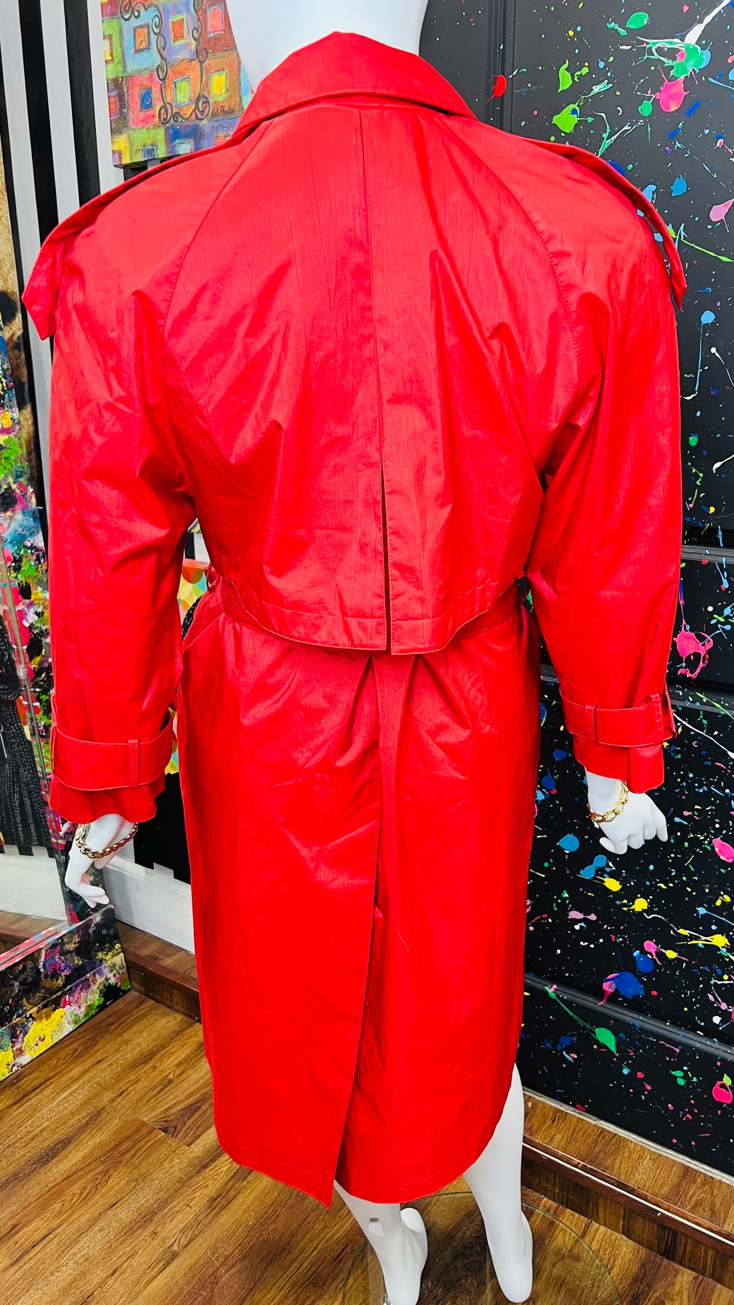 Vintage Red Rain Trench Coat (14)