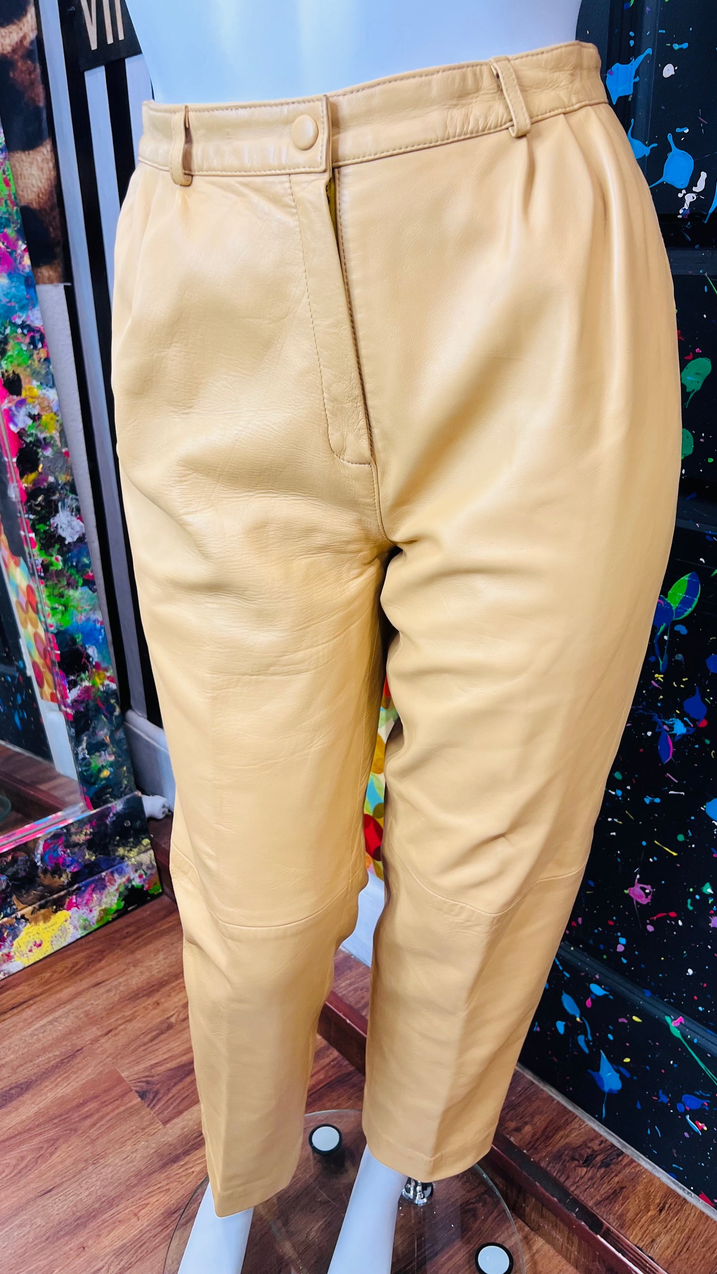 Vintage Genuine Leather Tan Pants (16)