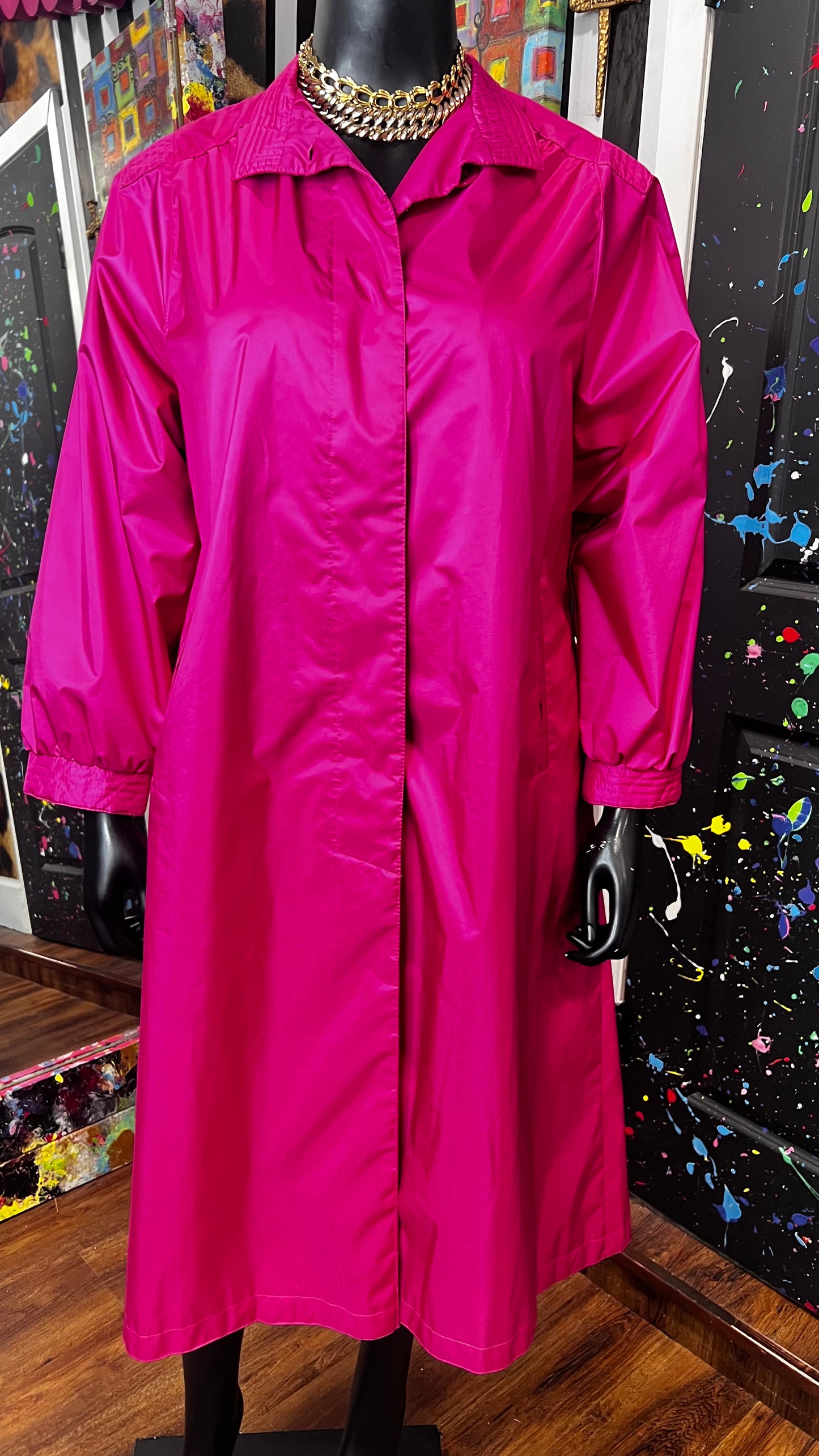 Vintage Fushia Pink Trench Coat (12/14)