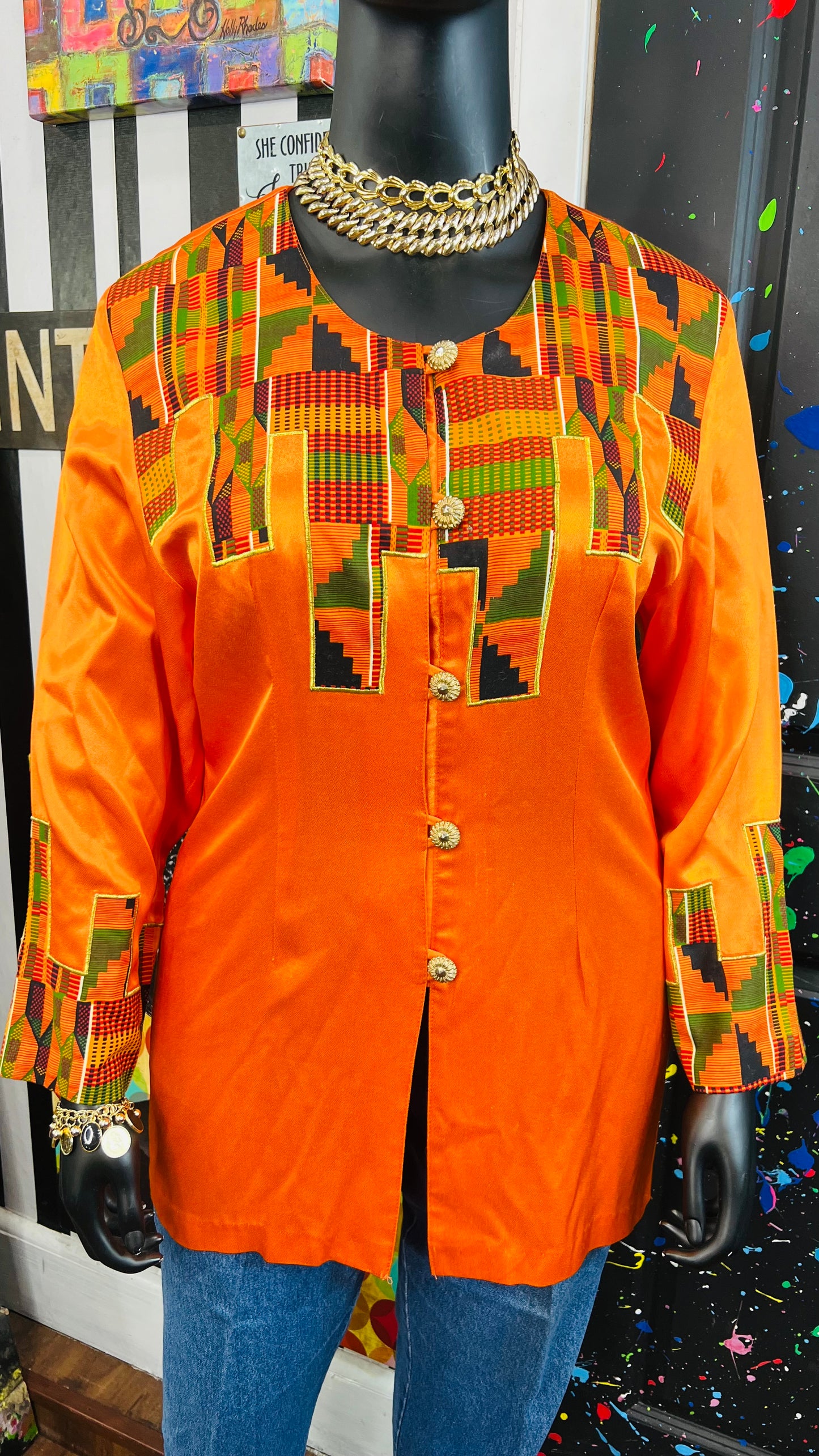 Vintage Genuine Traditional African Print Blouse (14)