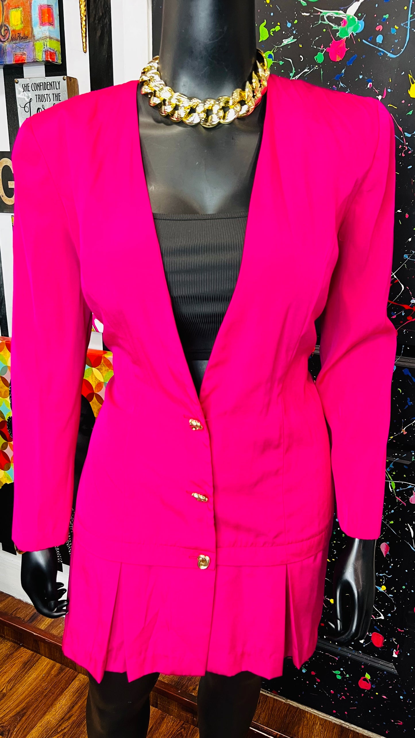 Vintage Pink Pleated Bottom Dress (15/16)