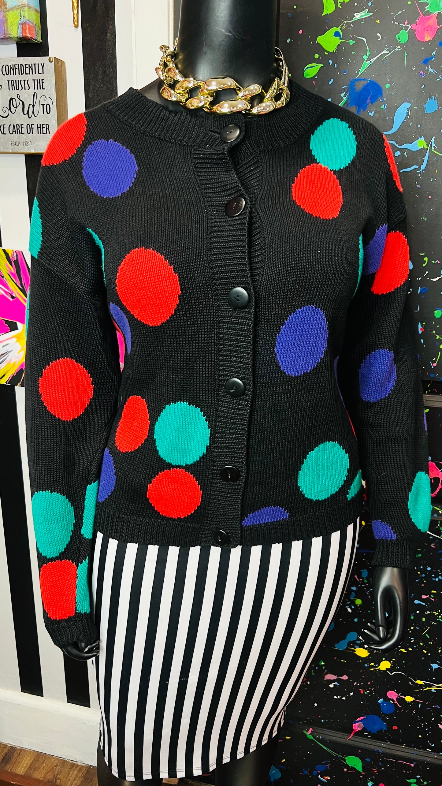 Vintage Knit Polka Dot Cardigan (16/18)