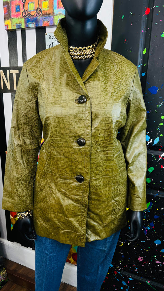 Vintage Green Genuine Leather Jacket (16)