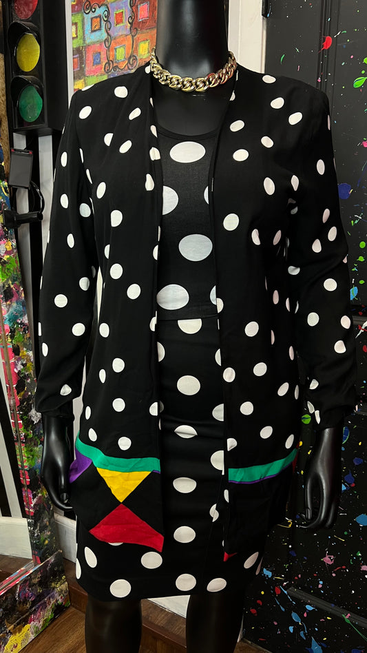 Vintage Polka Dot & Color Block Rayon Duster (12)