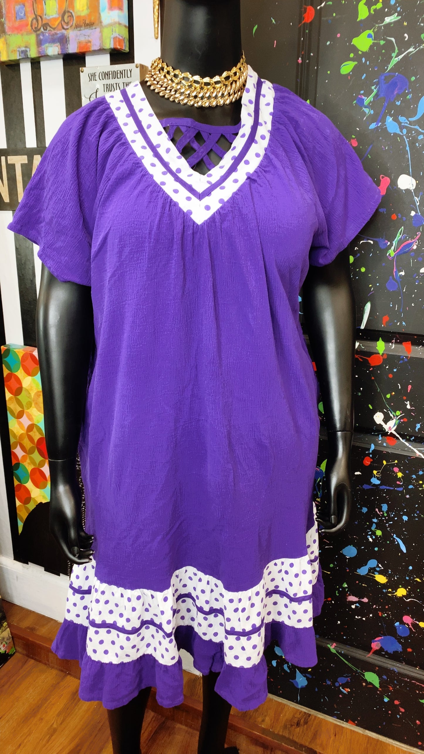 Vintage Purple & White Spring Dress (20)