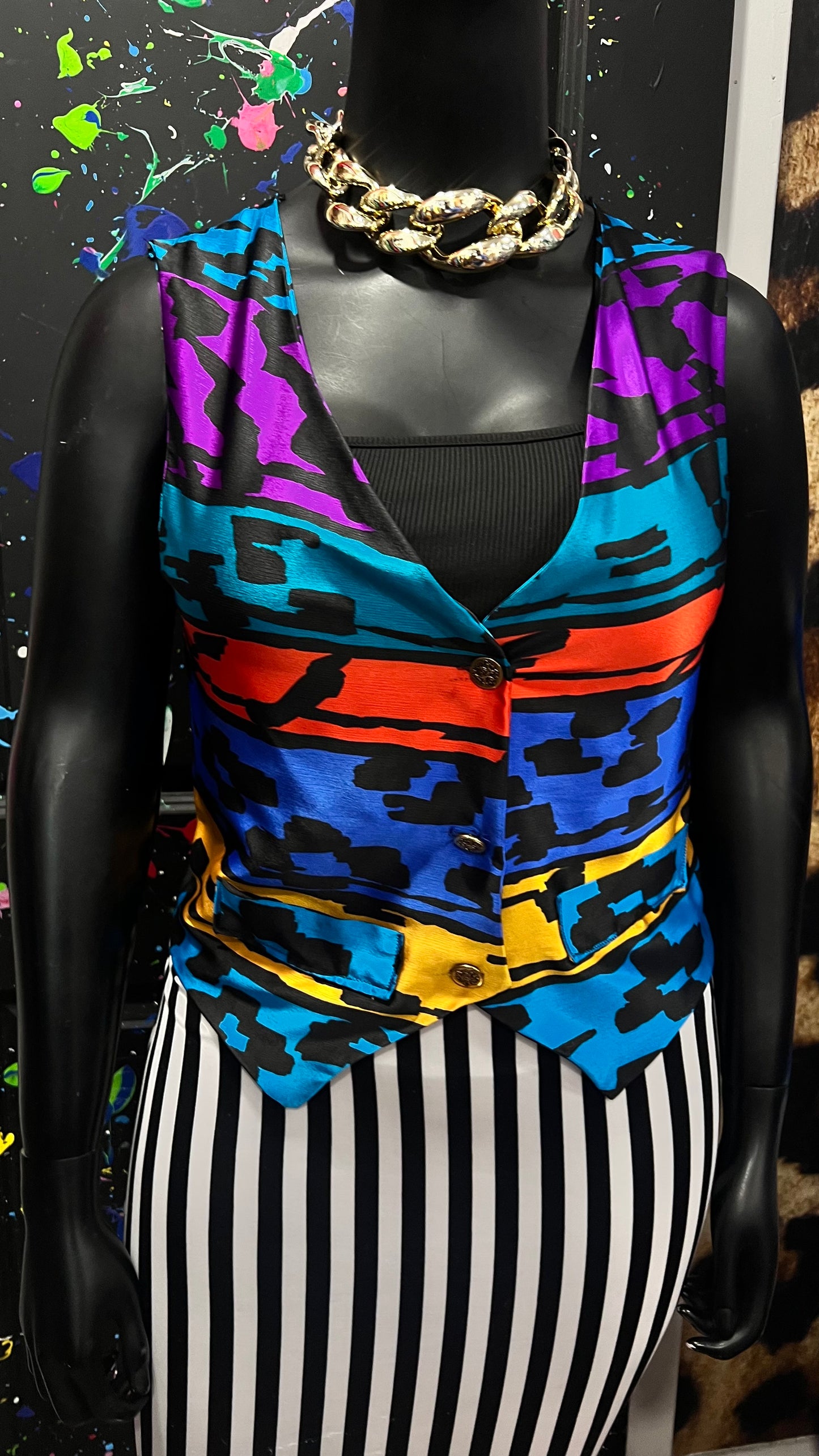 Vintage Abstract Polyester Vest (12/14)