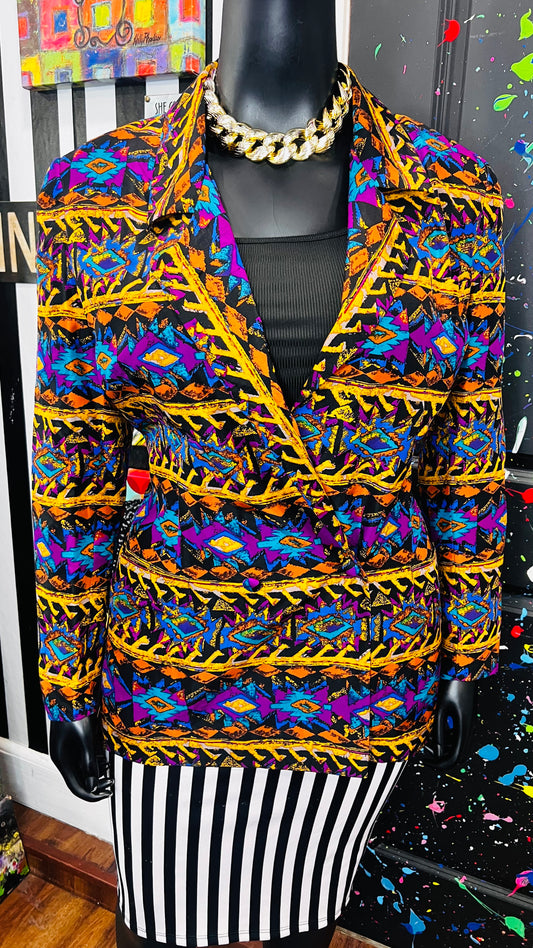 Vintage 100% Silk Abstract Blazer (12)