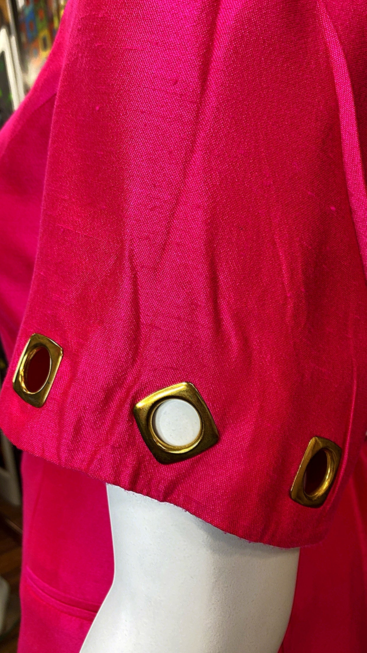 Vintage Vibrant Pink Skirt Suit W/ Gold Accents (20W)