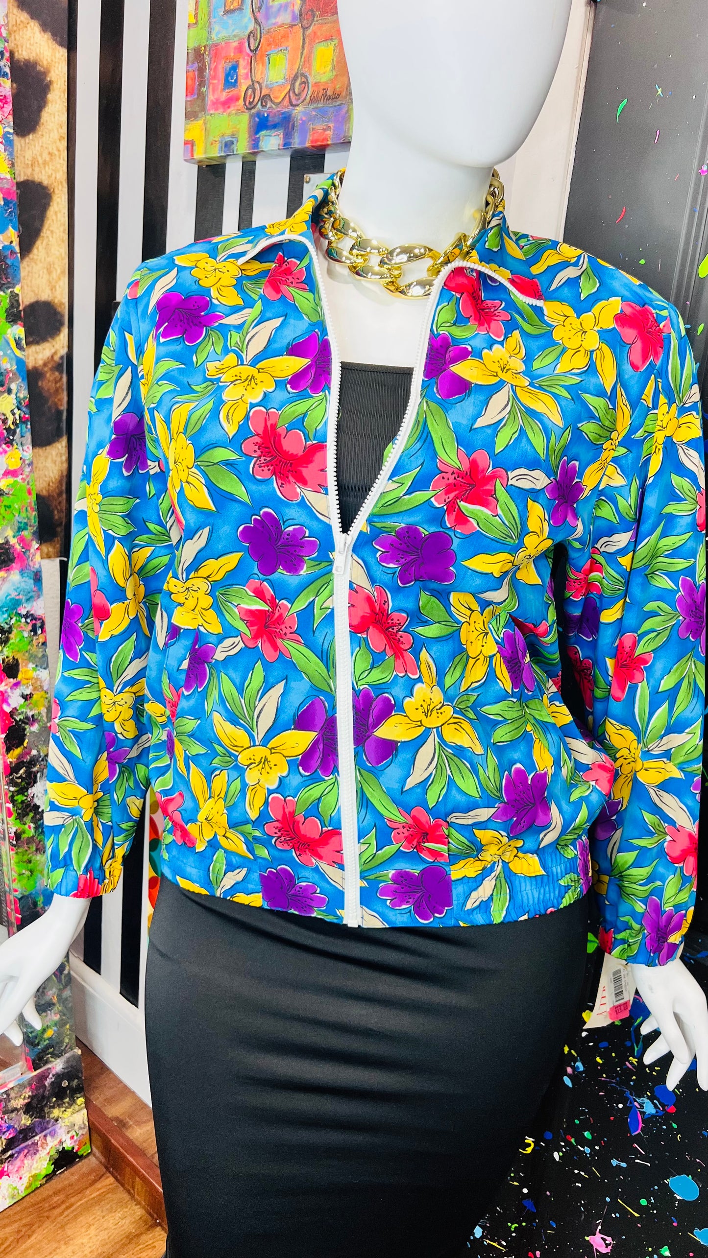 Vintage Deadstock- New w/ Tags Floral Windbreaker Jacket (18)