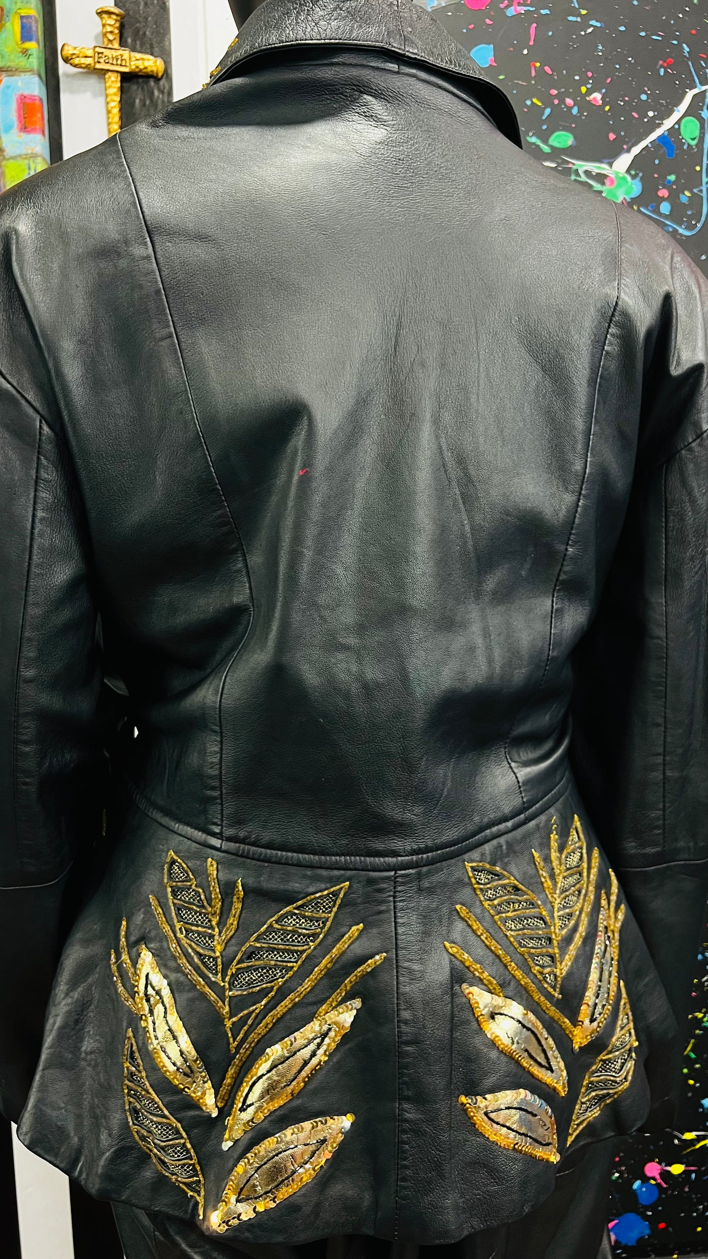 Vintage Genuine Leather & Sequin Skirt Suit (24)