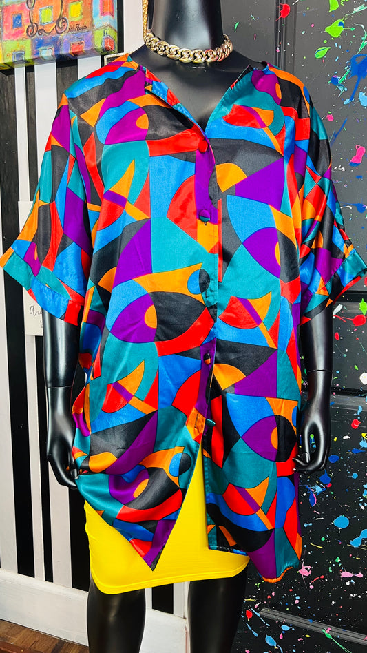 Vintage Colorful Button Down Nighty (26/28)