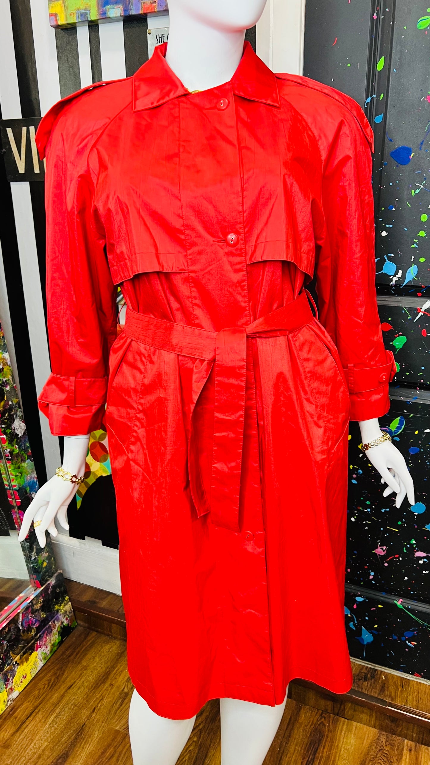 Vintage Red Rain Trench Coat (14)