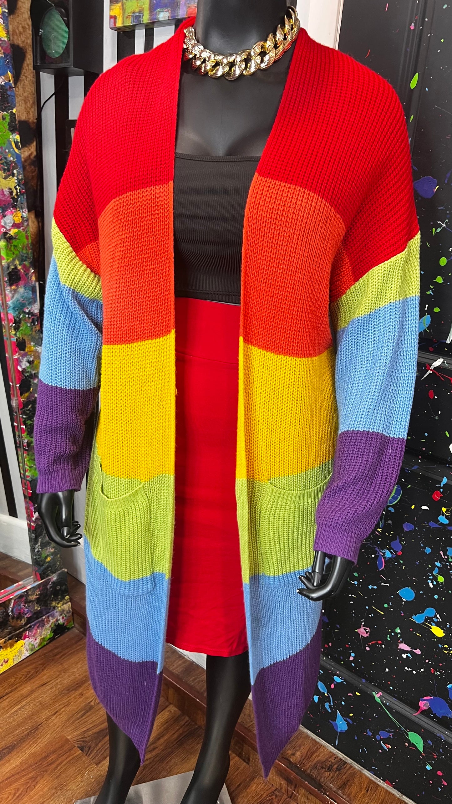 Rainbow Knitted Duster (OS)
