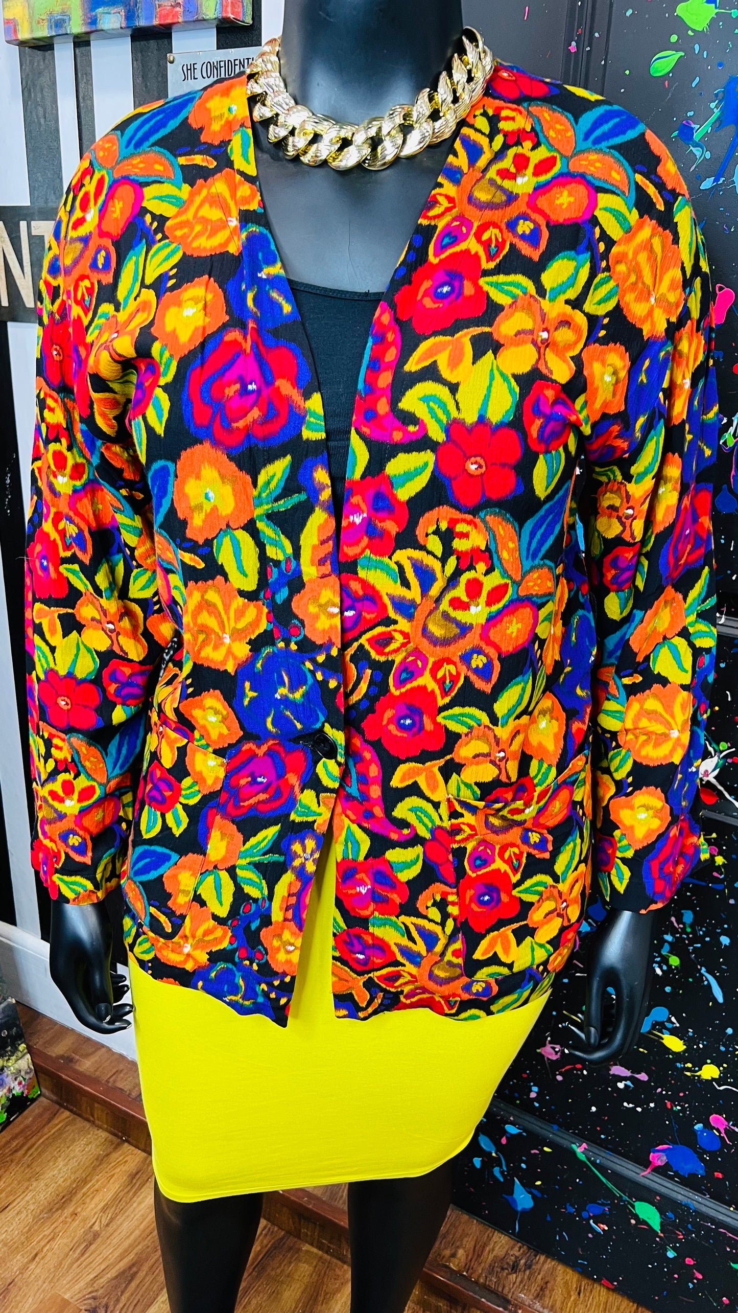 Vintage Rayon Floral Blazer (14)