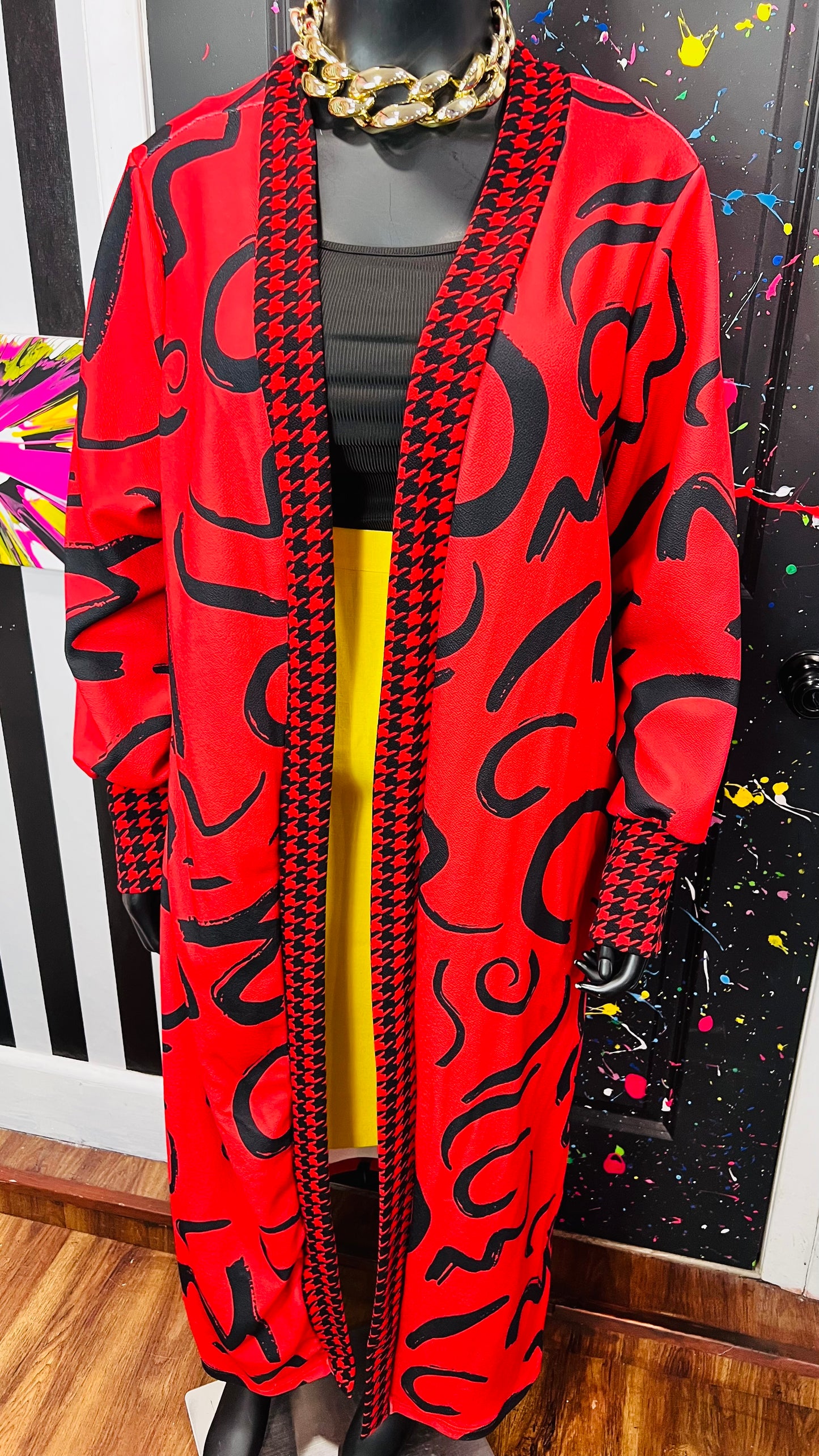 Red & Black Duster - Thicker Material (OS)