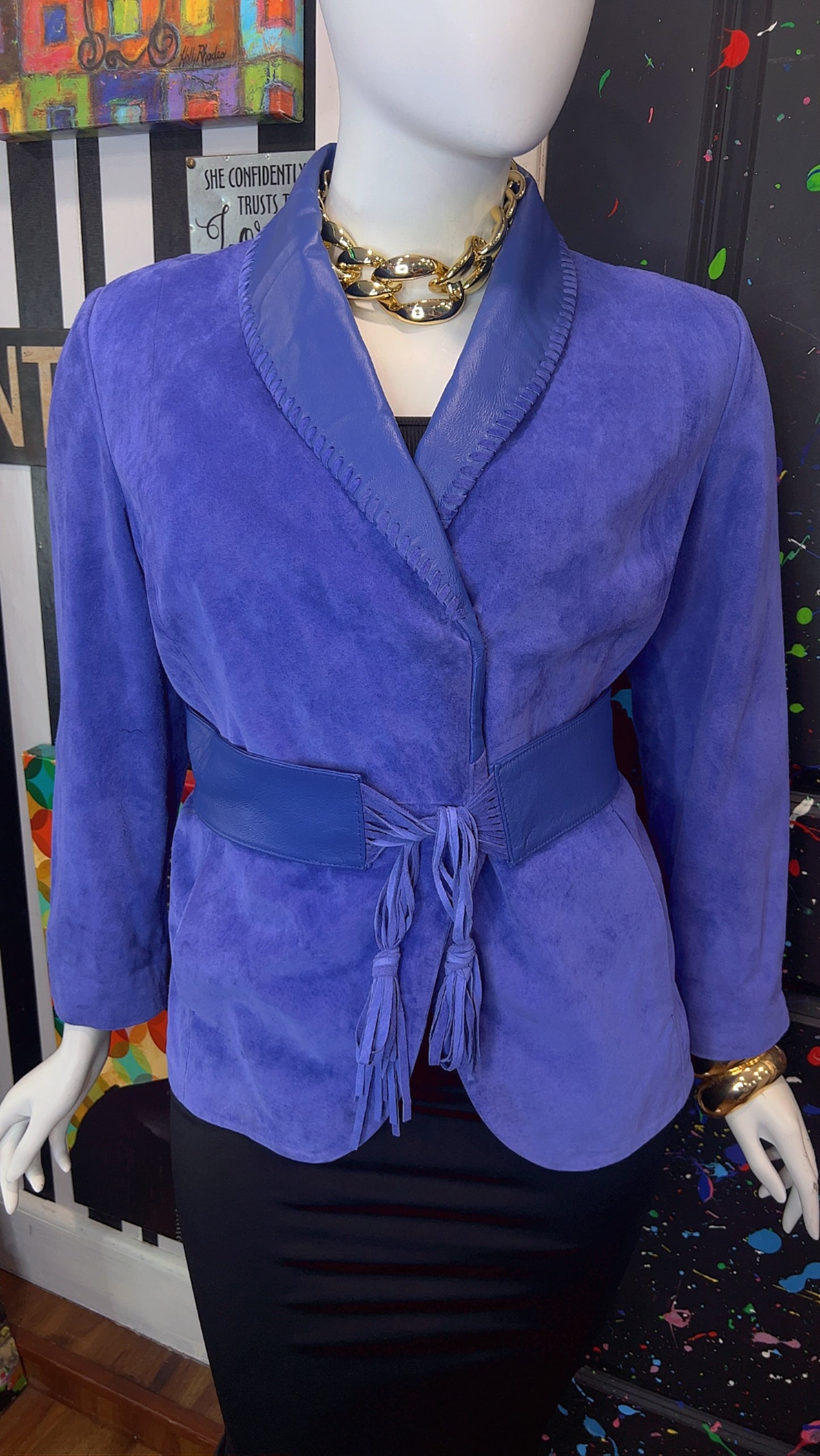 Vintage Suede Leather Jacket with Belt (18)