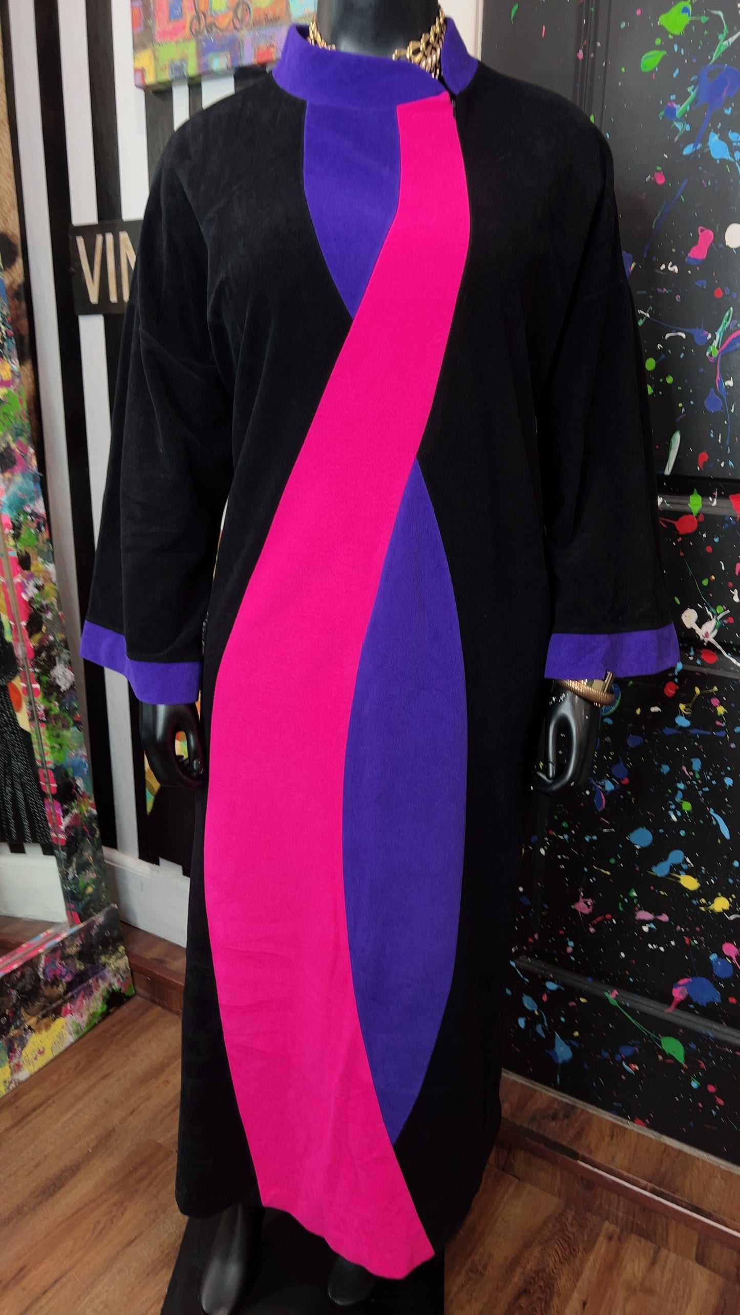 Vintage Black, Purple & Pink Night Gown Dress (22)