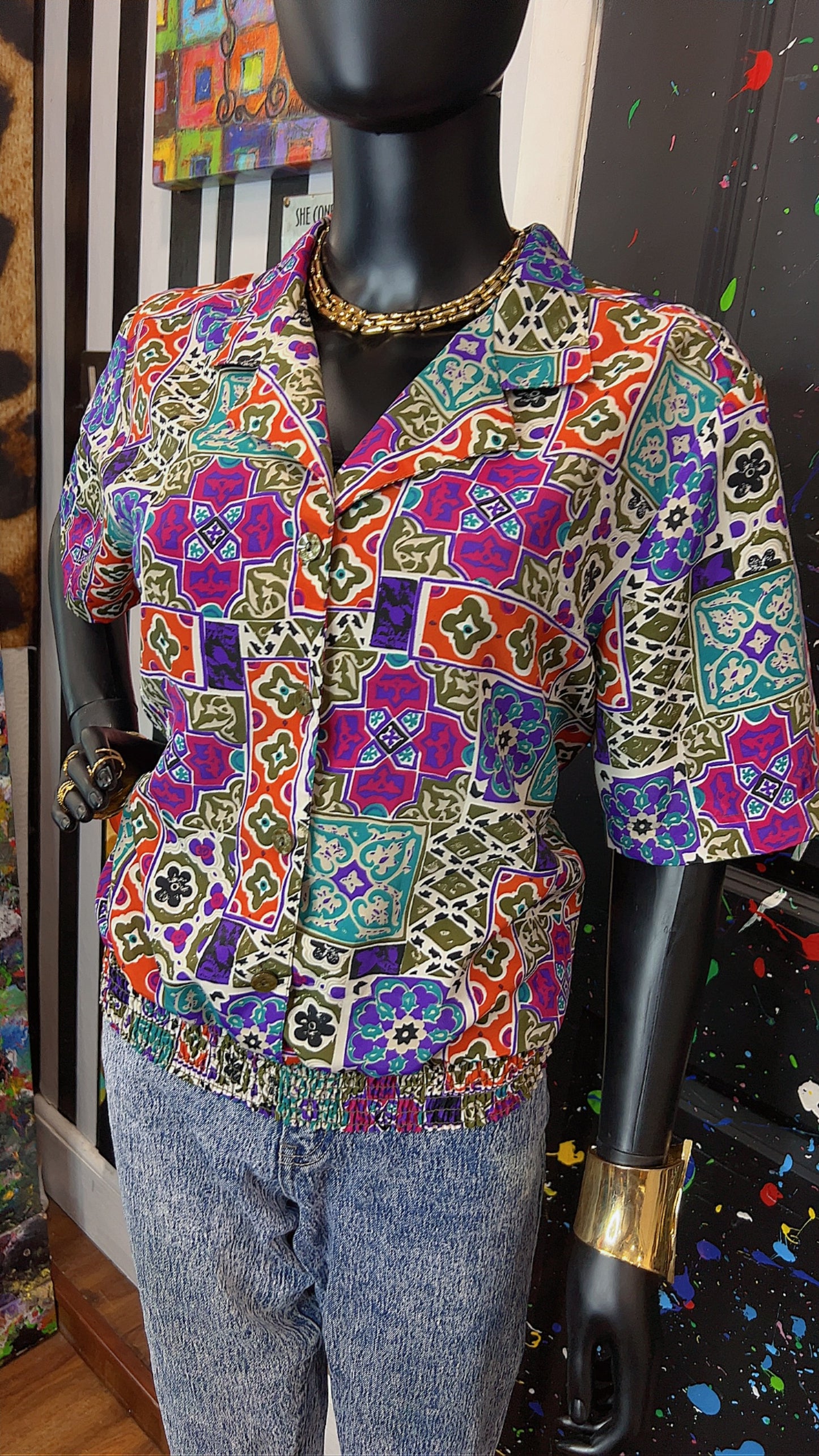 Vintage Mix Print Blouse (12)