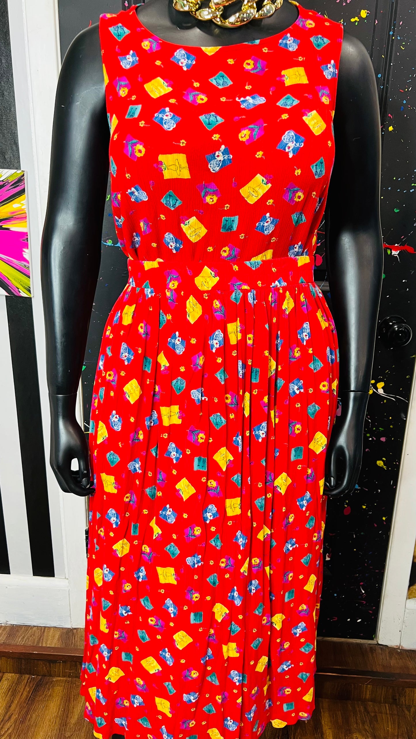 Vintage Rayon Sleeveless Skirt Set (22)