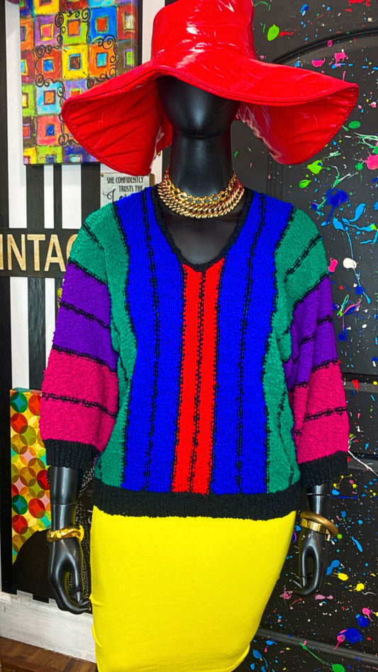 Vintage Knit Colorblock 80’s Sweater (22)