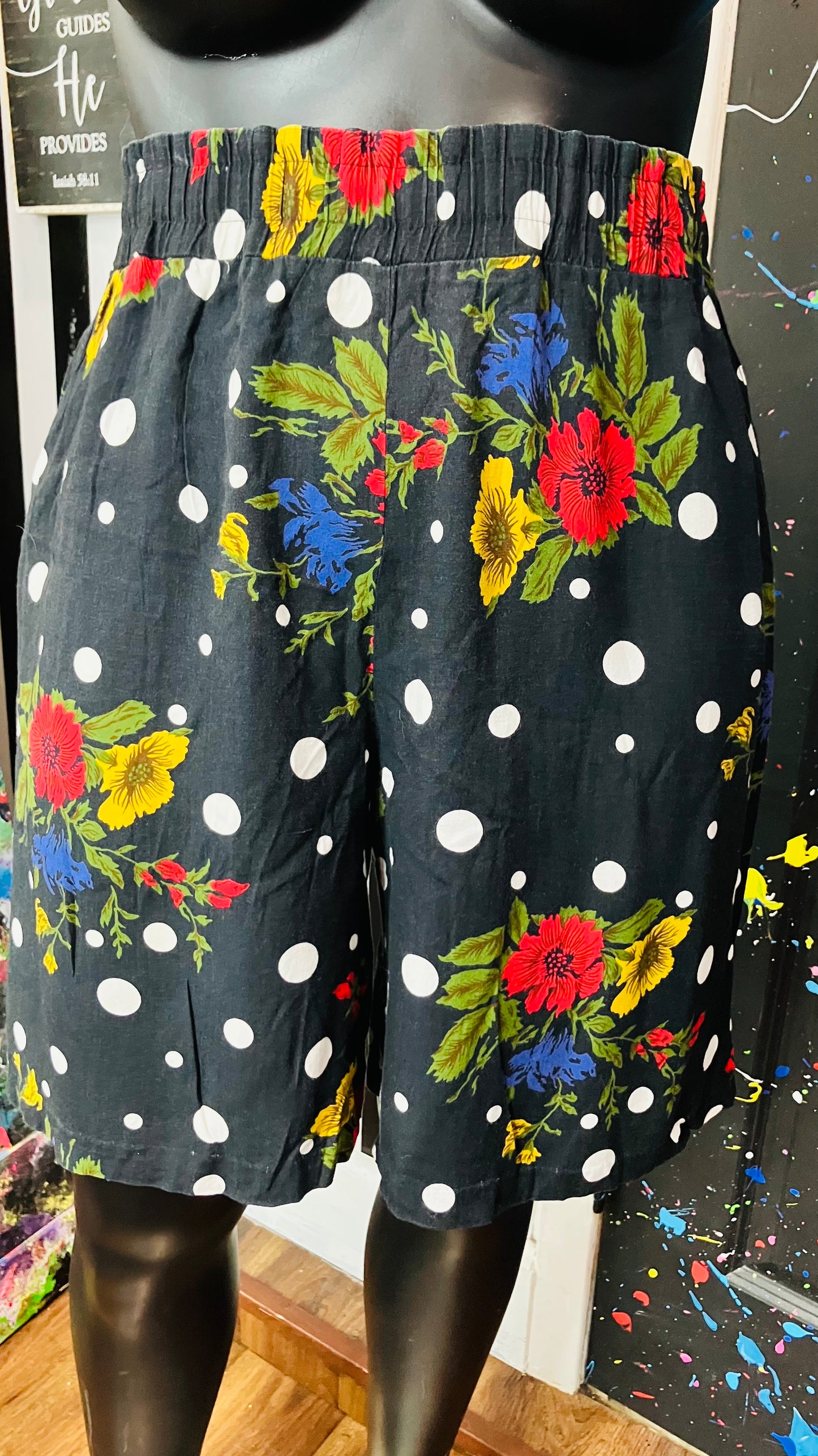 Vintage Rayon Polka Dot & Floral Shorts (18)