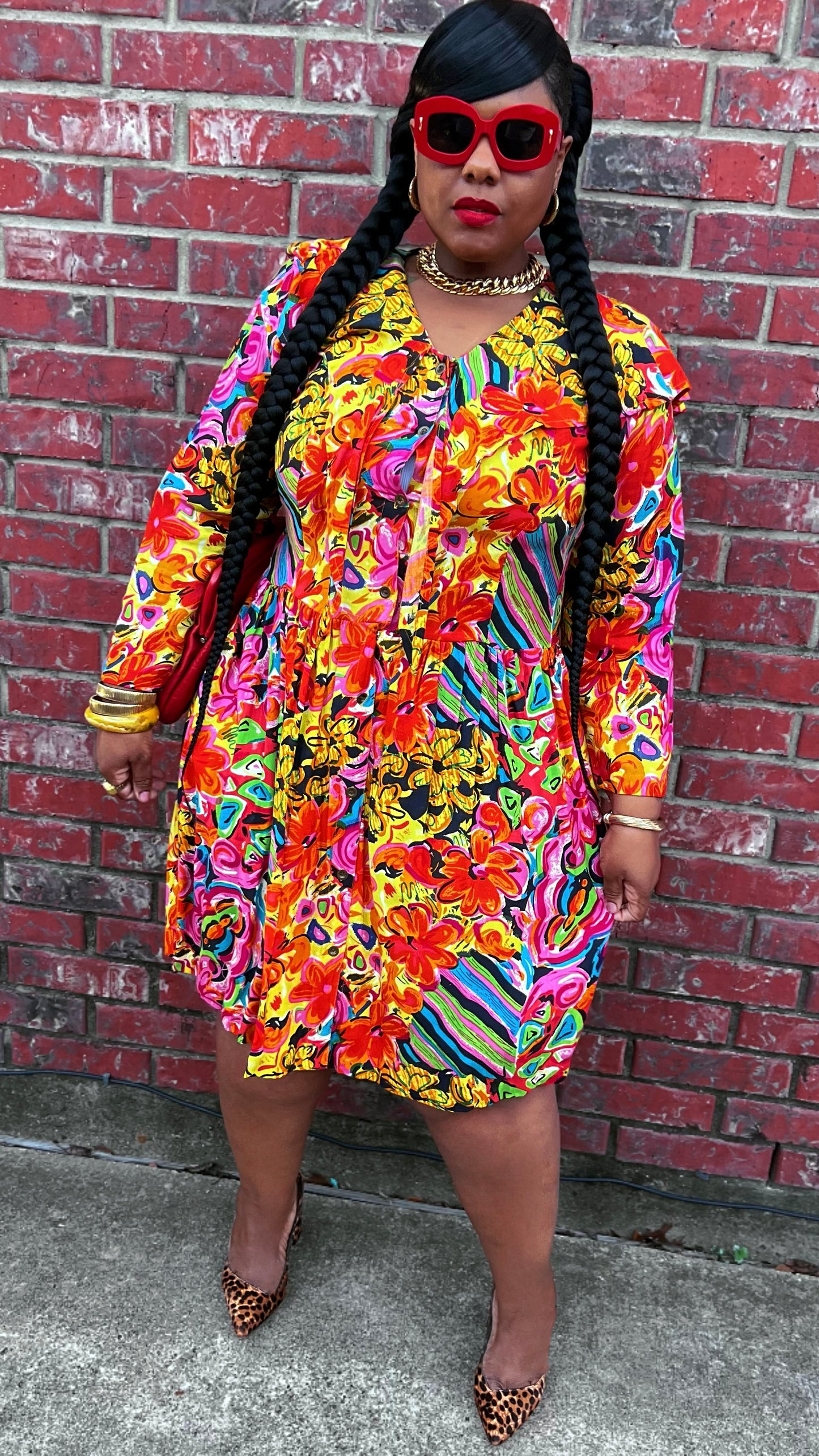 Vintage 100% Rayon Abstract Dress (14/16) *KC