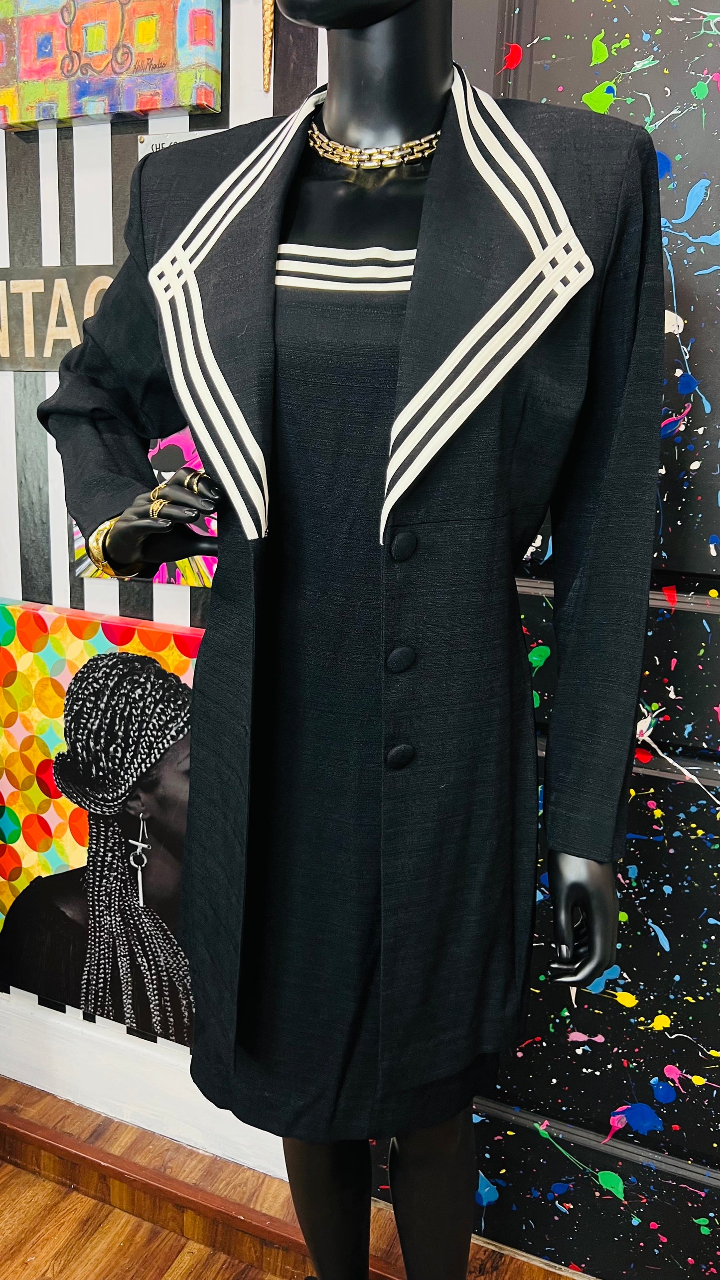 Vintage Black & White Dress & Blazer Set- DeadStock w/Tags (12)