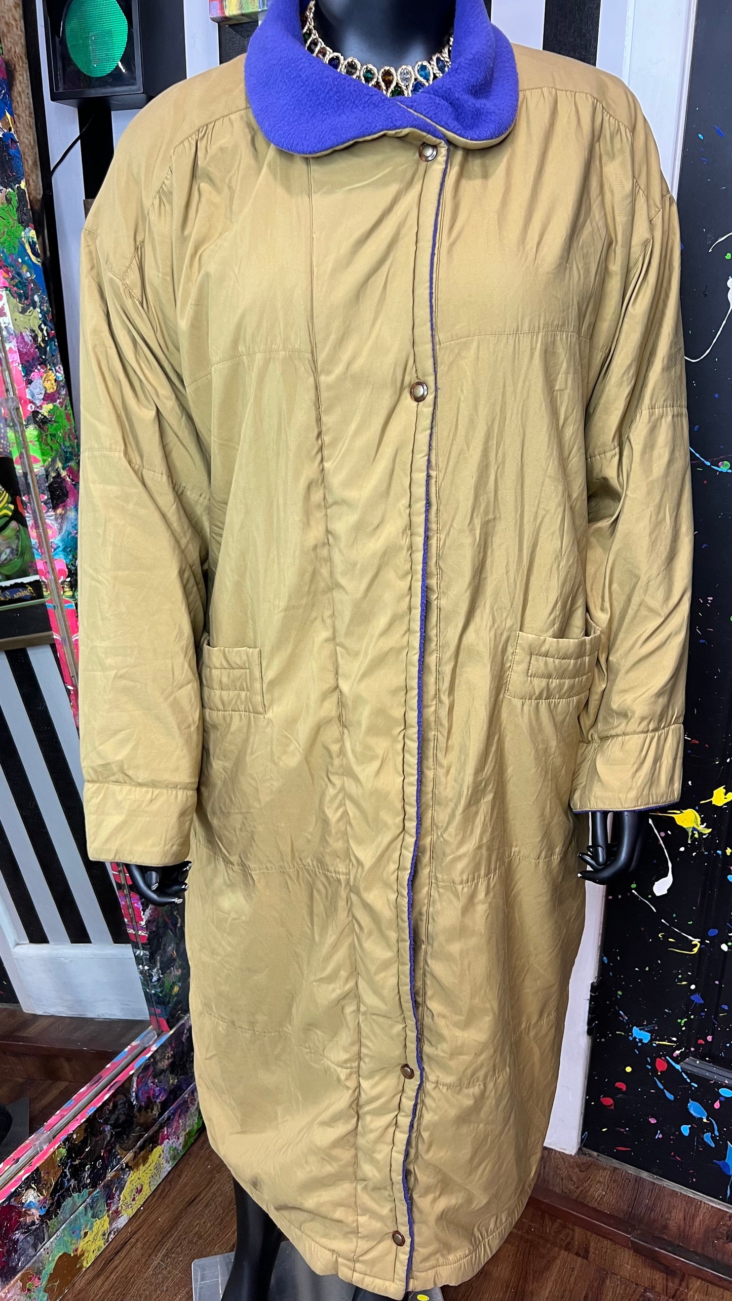 Vintage Lifestyles Brown & Purple Trench Coat (14)
