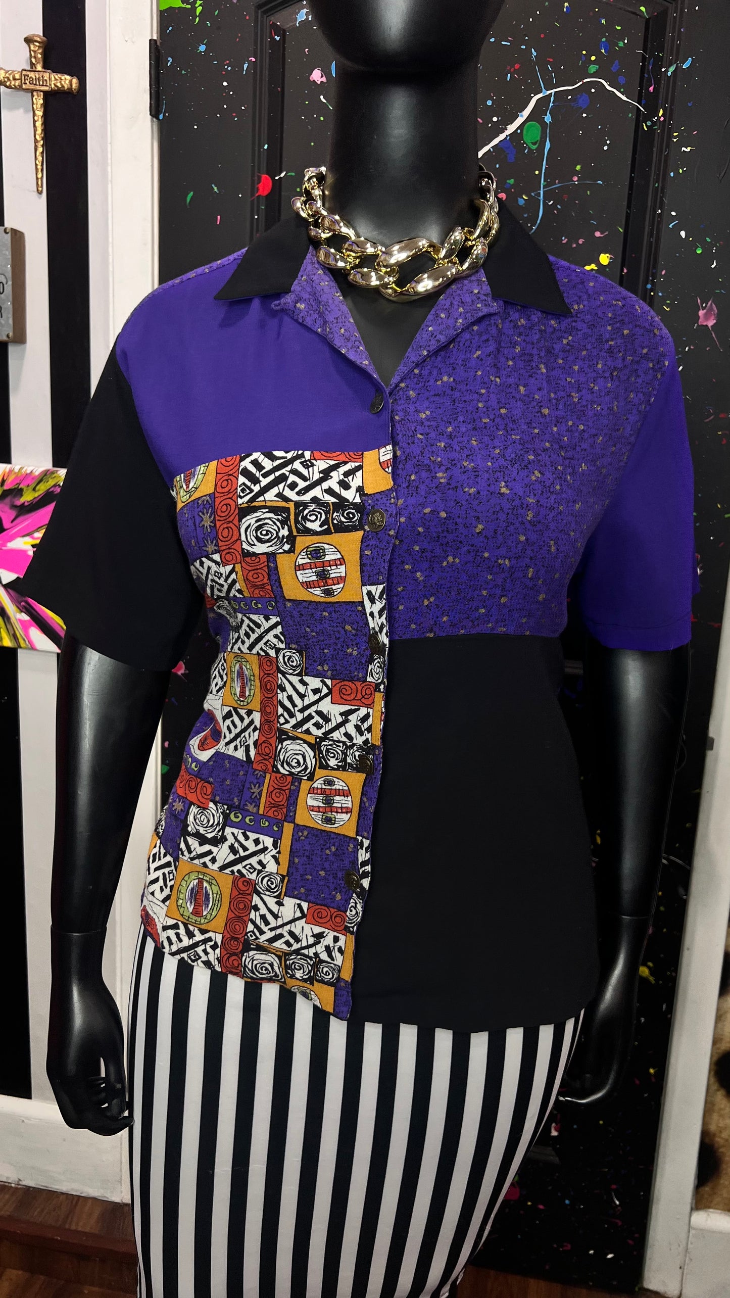 Vintage Rayon Abstract Blouse (16)