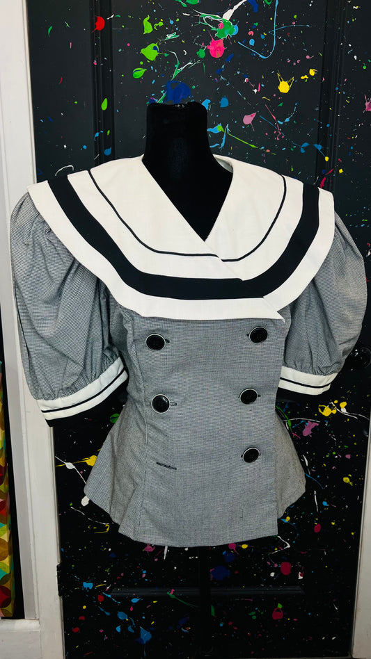 Vintage Houndstooth & Striped Blouse (14)
