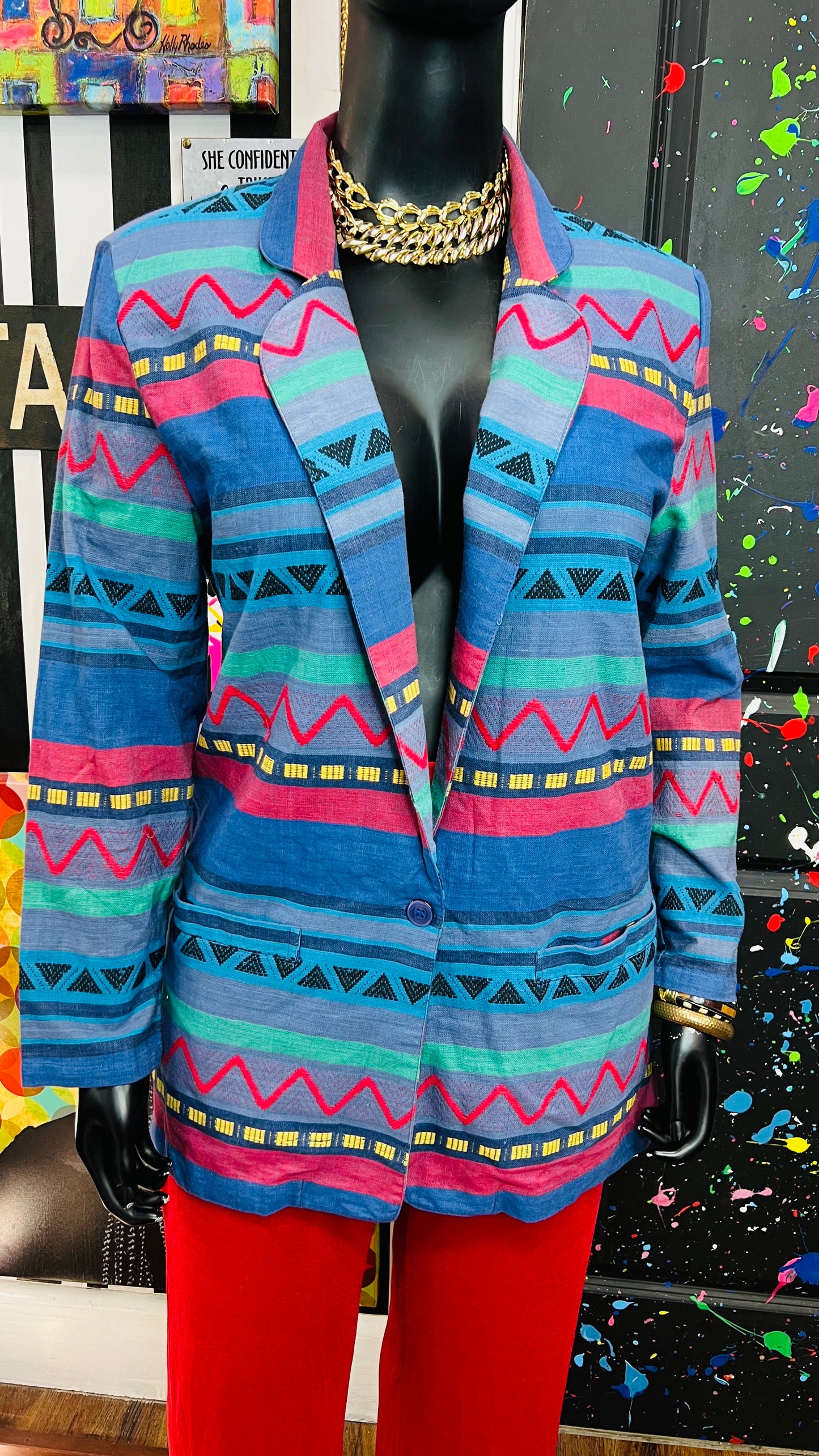 Vintage Tribal Print Blazer (18)