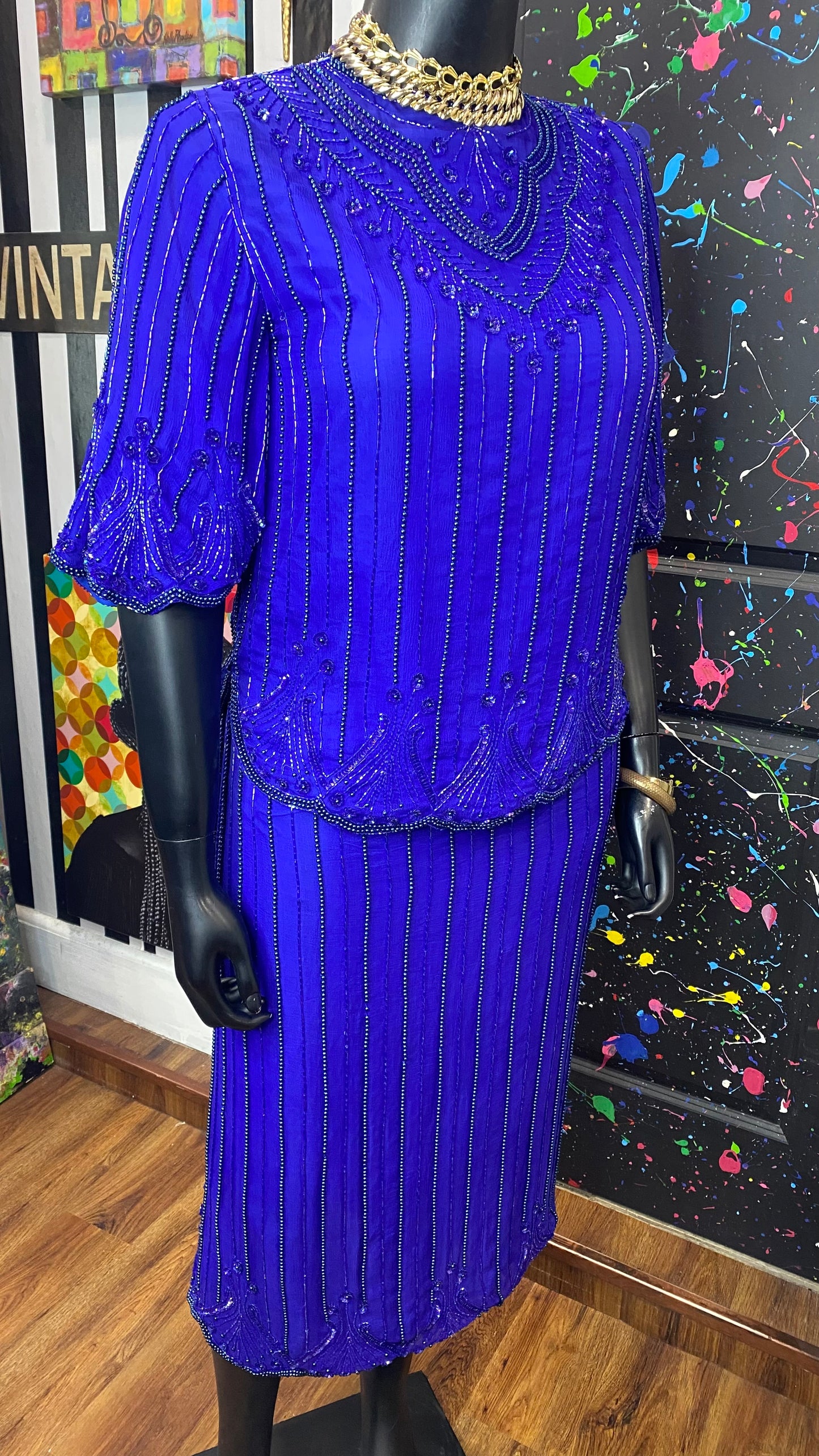 Vintage 100% Silk Sequin Set (14)