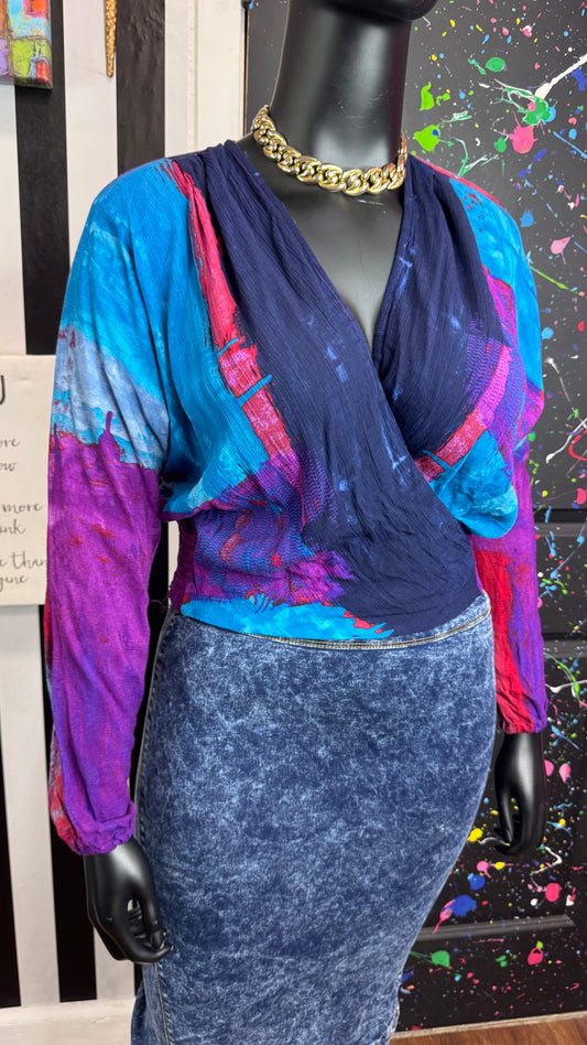 Vintage Carole Little Water Color Blouse (16)